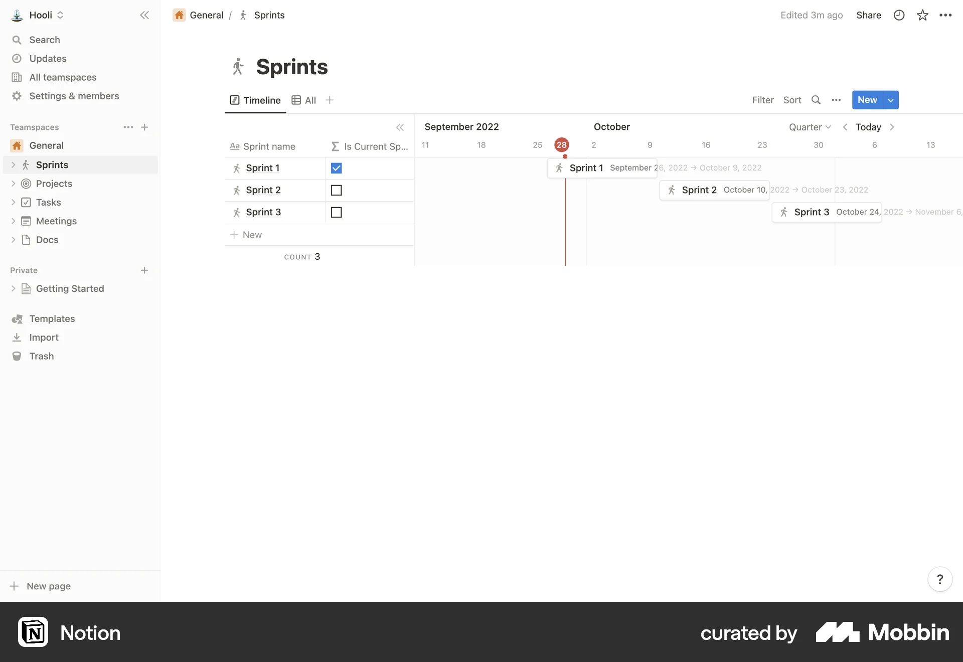 Notion Web Calendar screen