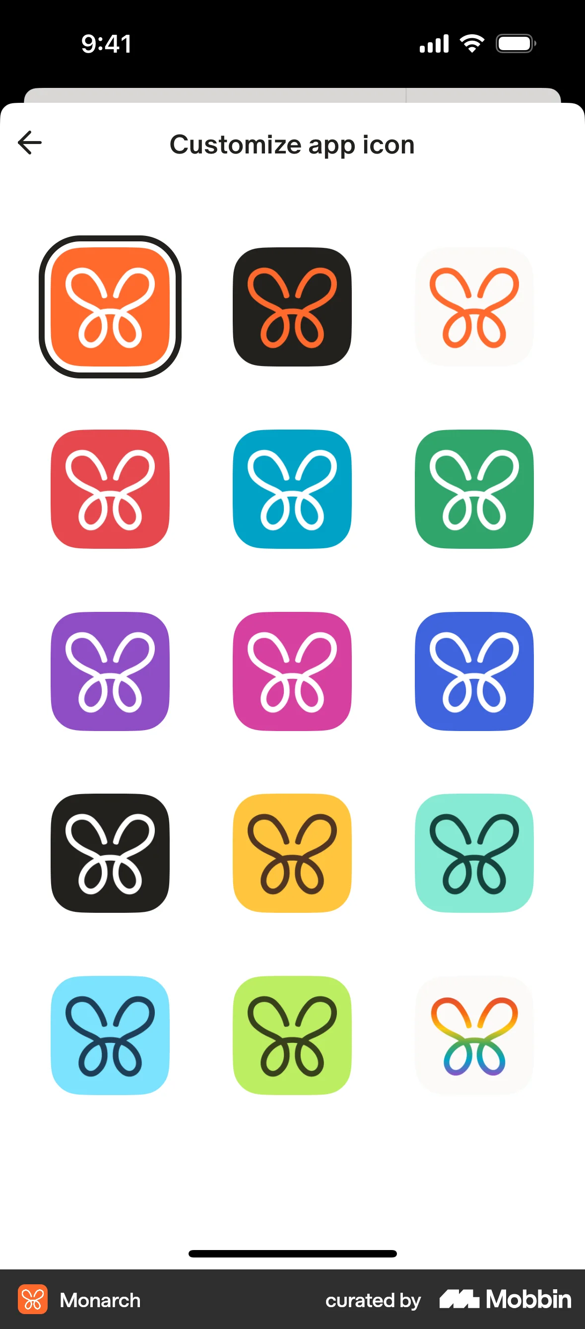 Monarch iOS screen containing Tile UI element