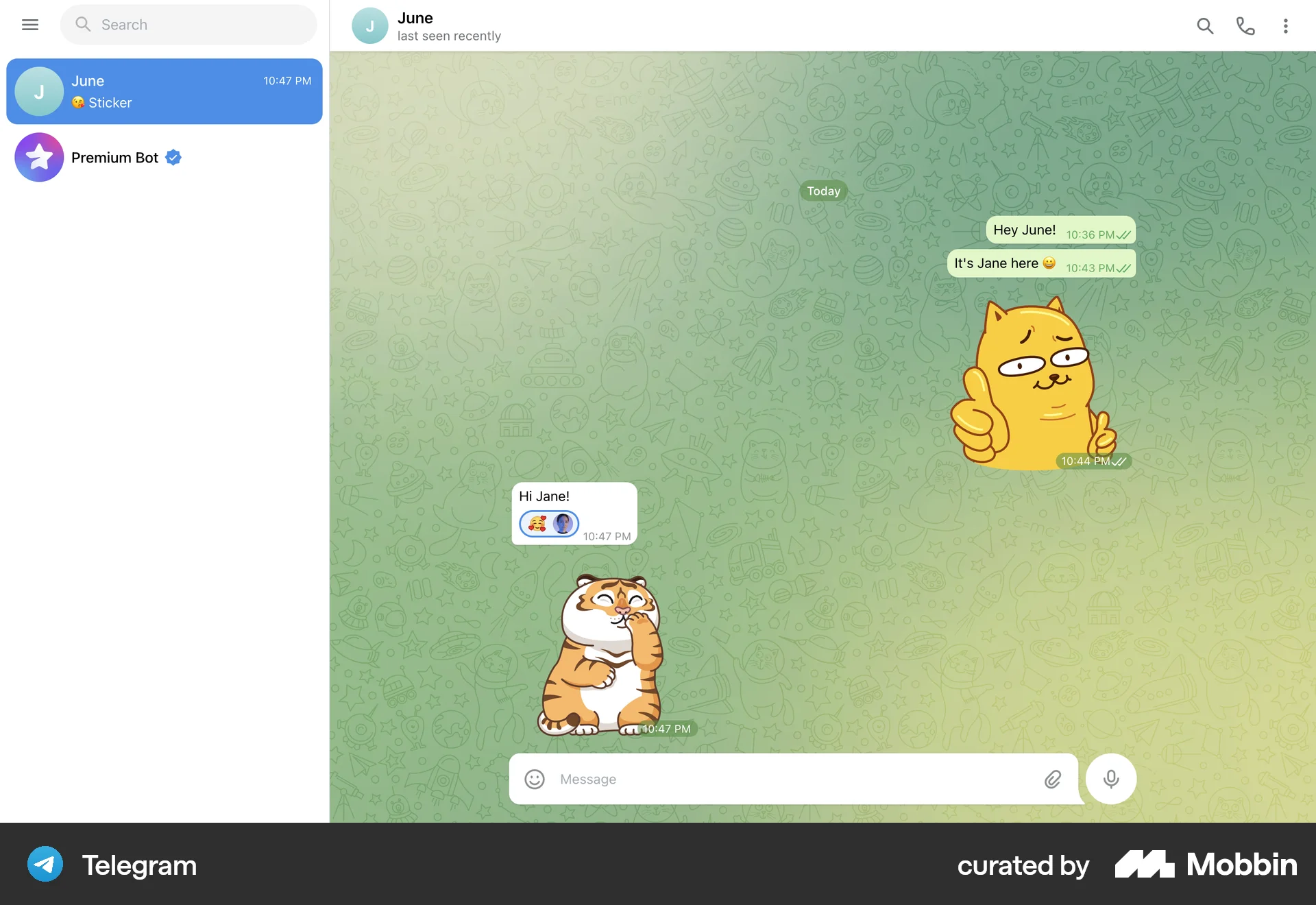 Telegram Web Communication App screen