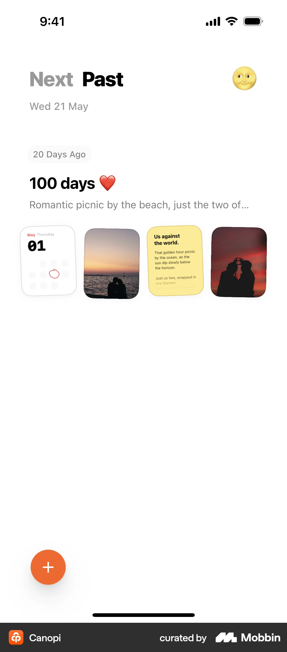 Canopi iOS Timeline & History screen