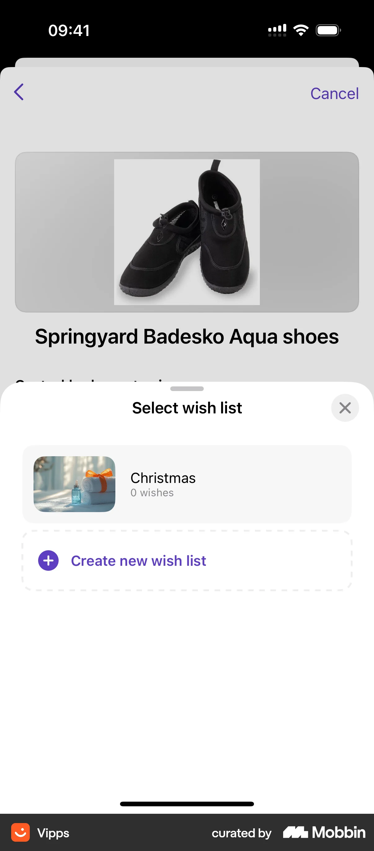 Vipps iOS Save screen