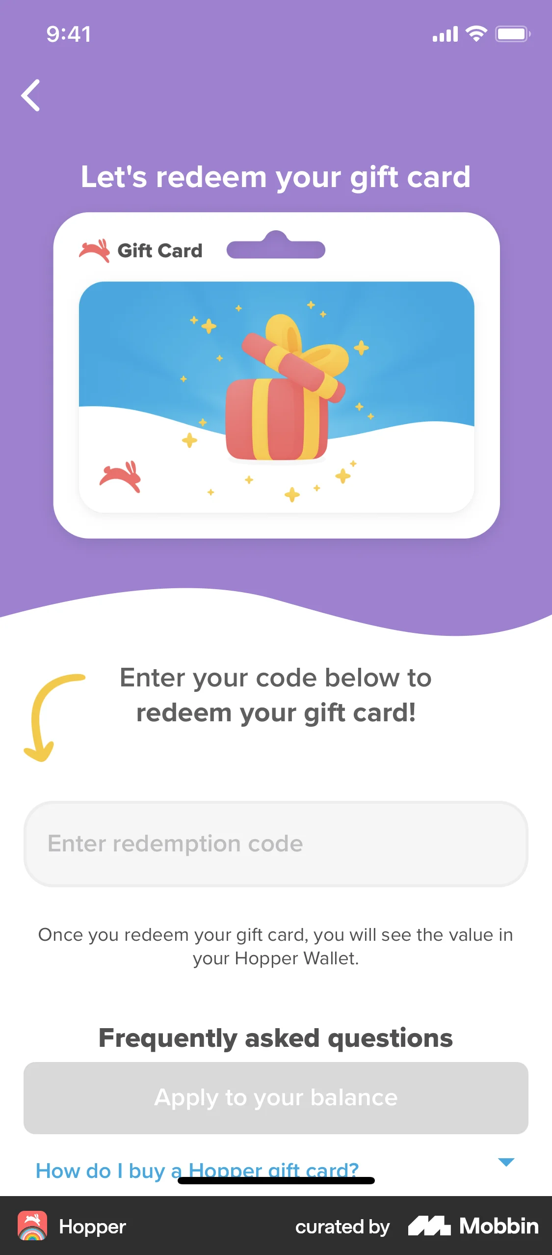 Hopper iOS screen containing Text Field UI element