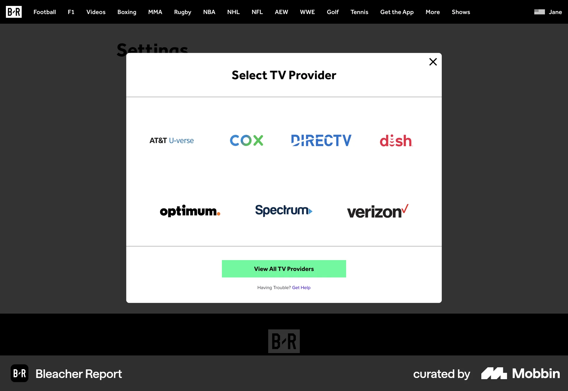 Bleacher Report Web Sports App screen