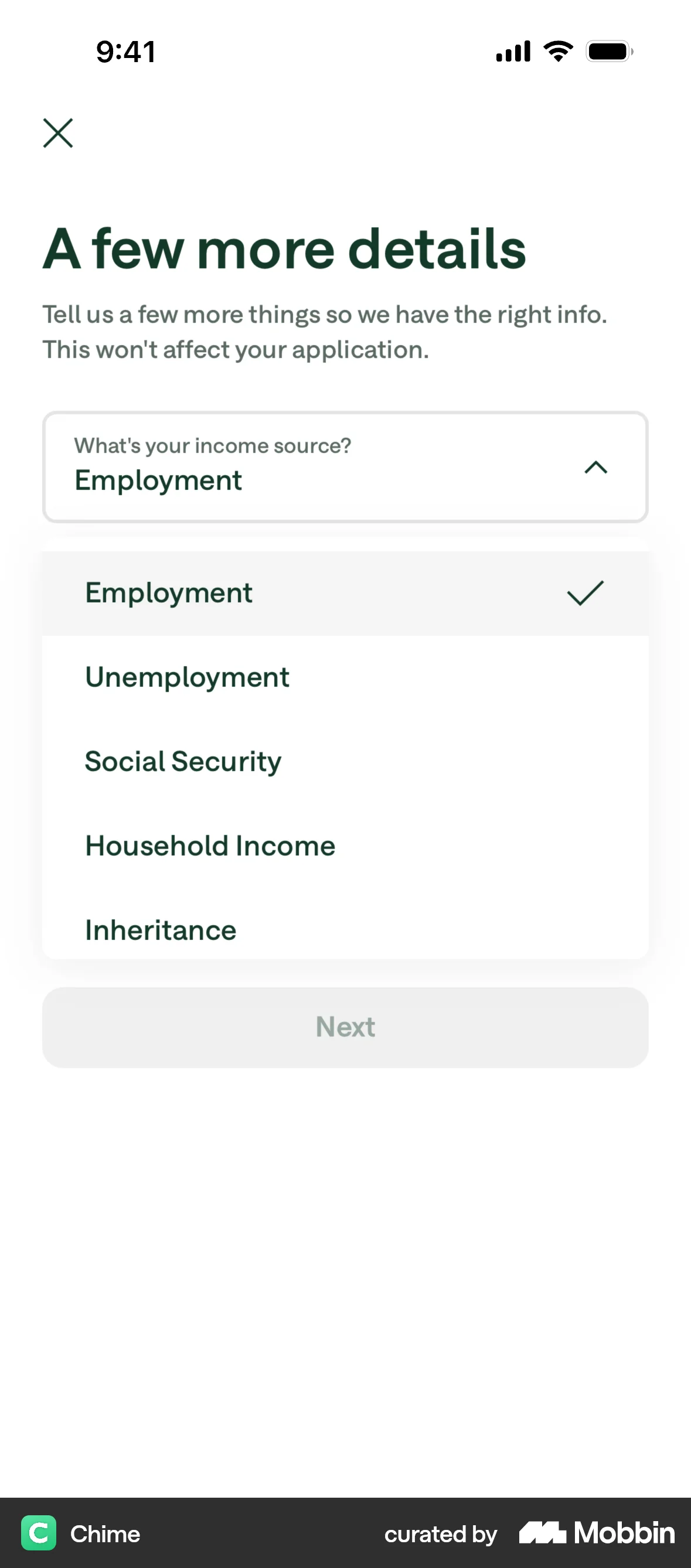 Chime Onboarding screen