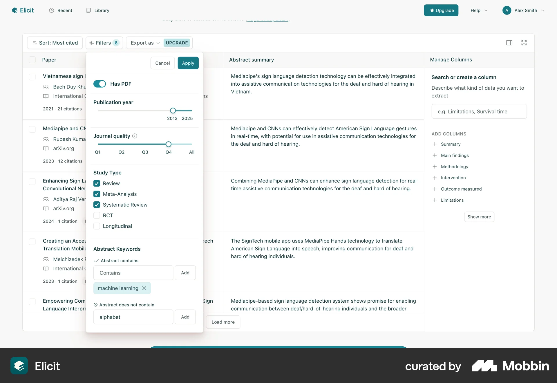 Elicit Web screen containing Slider UI element
