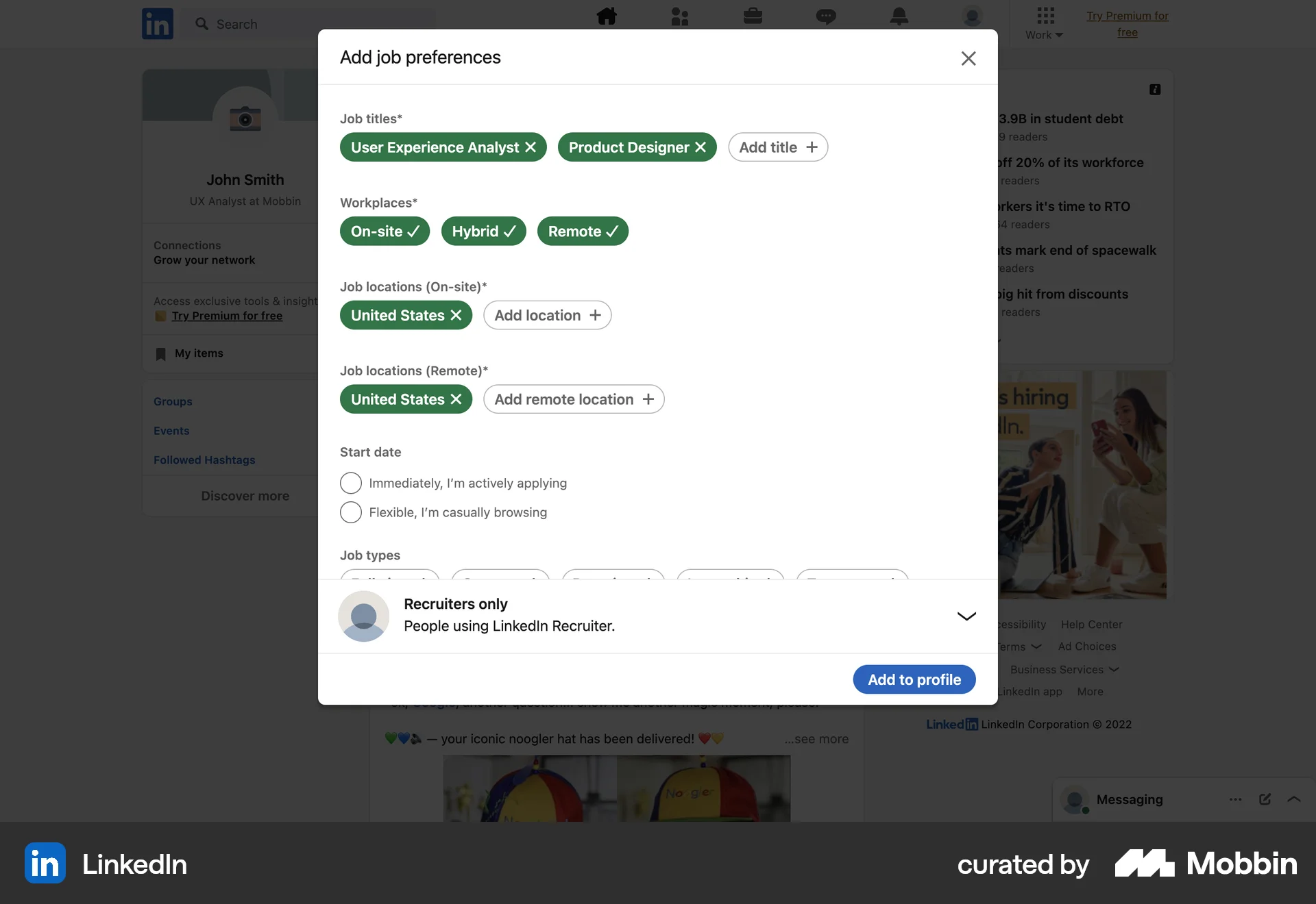 LinkedIn Web Jobs & Recruitment App screen