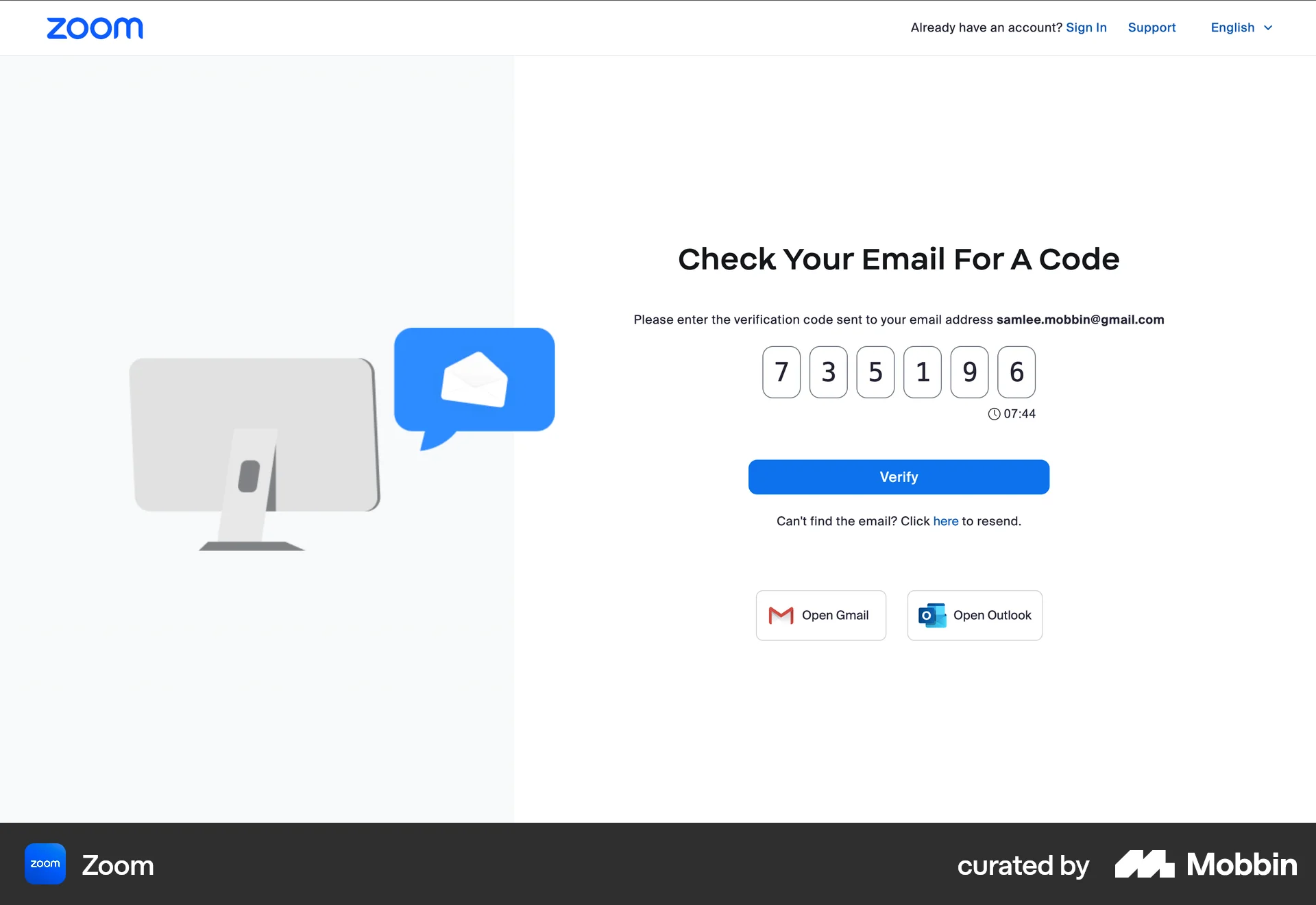 Zoom Web Timer & Clock screen