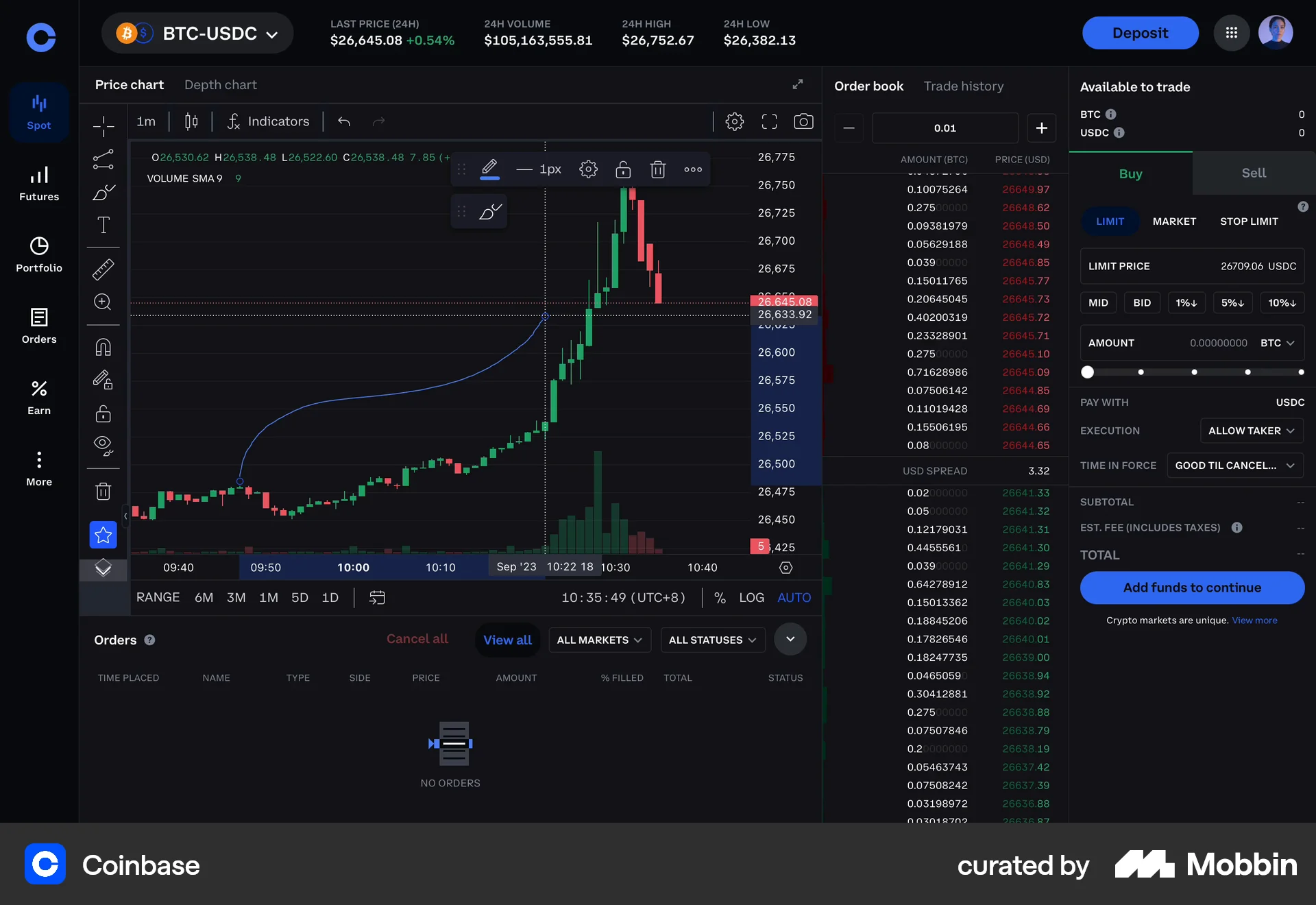 Coinbase Web Draw & Annotate screen