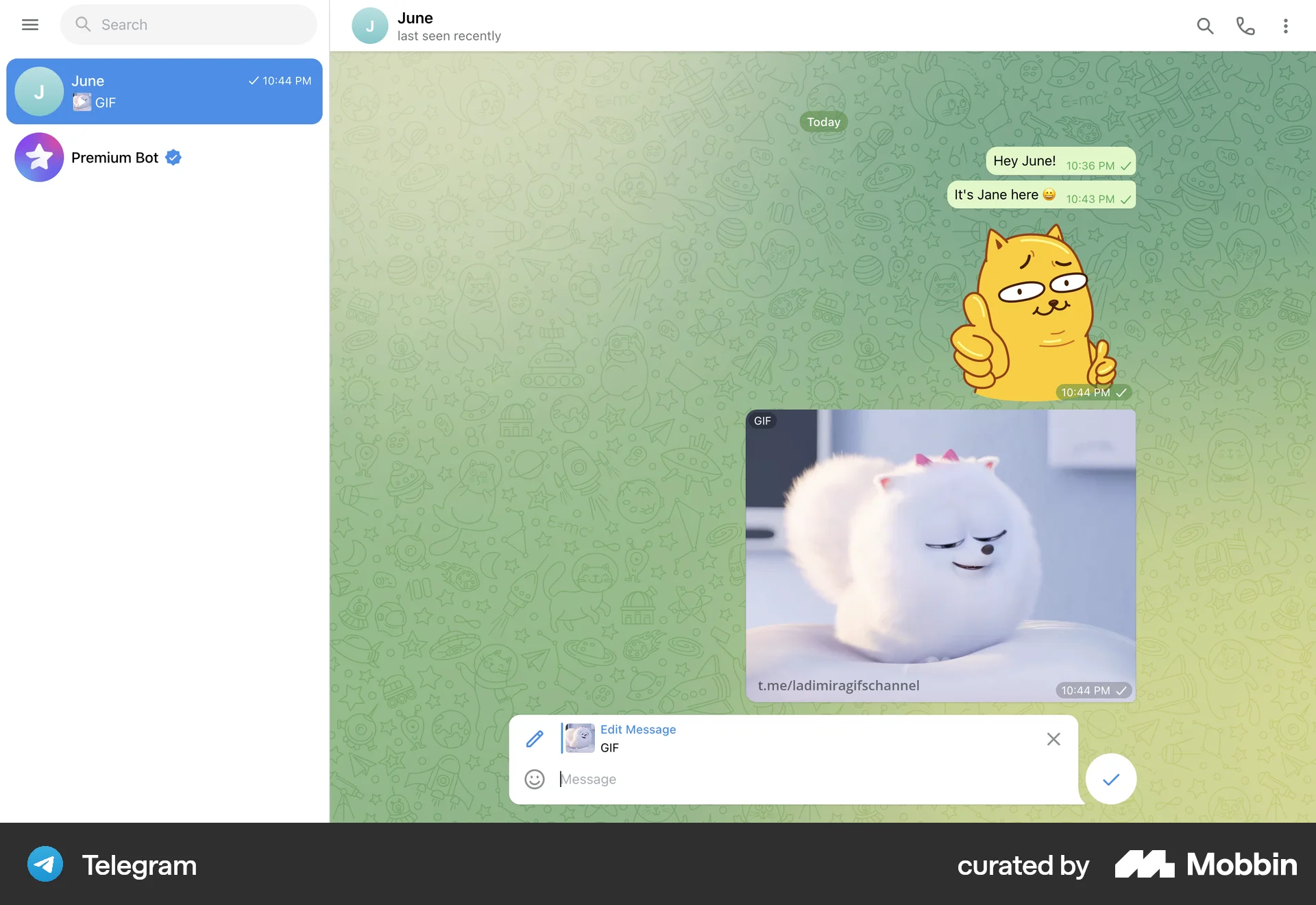 Telegram Web Communication App screen
