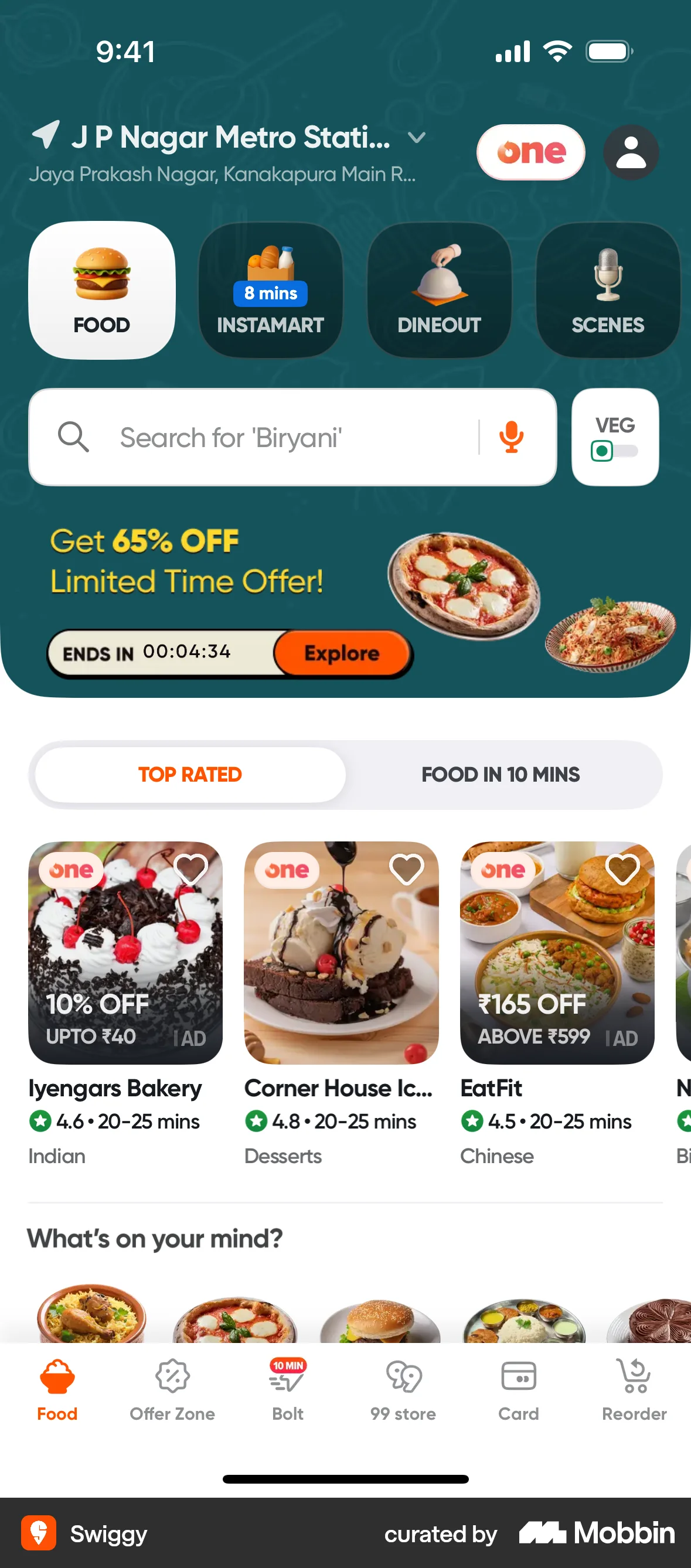 Swiggy iOS Timer & Clock screen