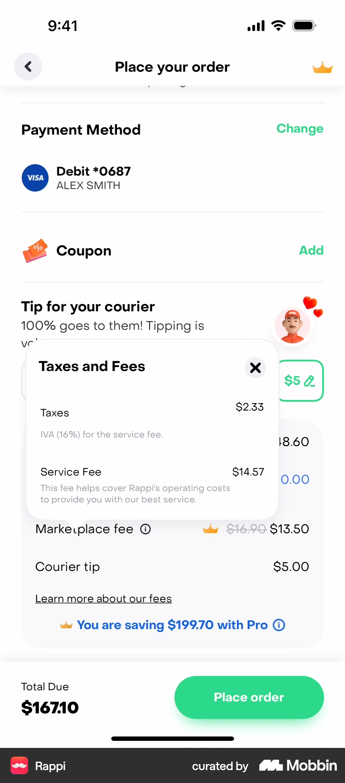 Rappi iOS screen containing Tooltip UI element