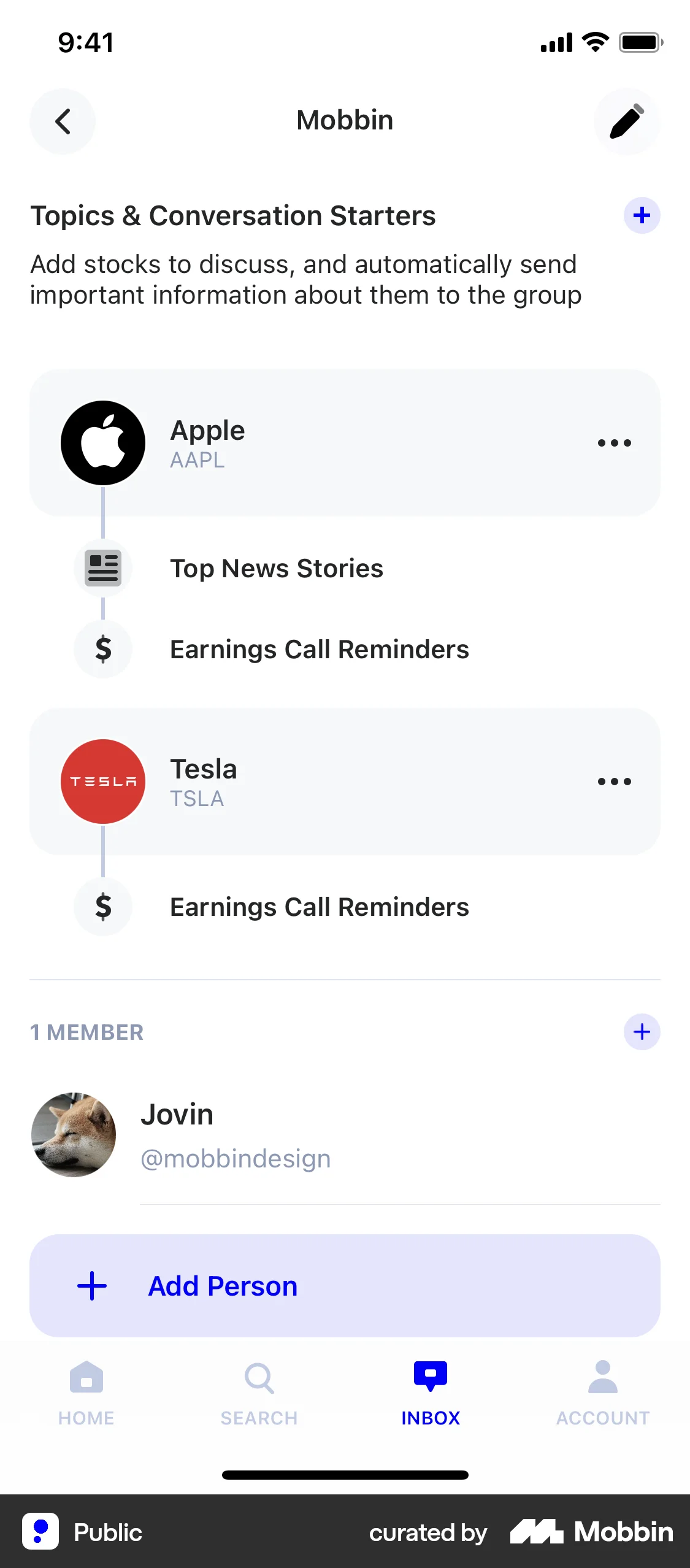 Public iOS Groups & Community screen