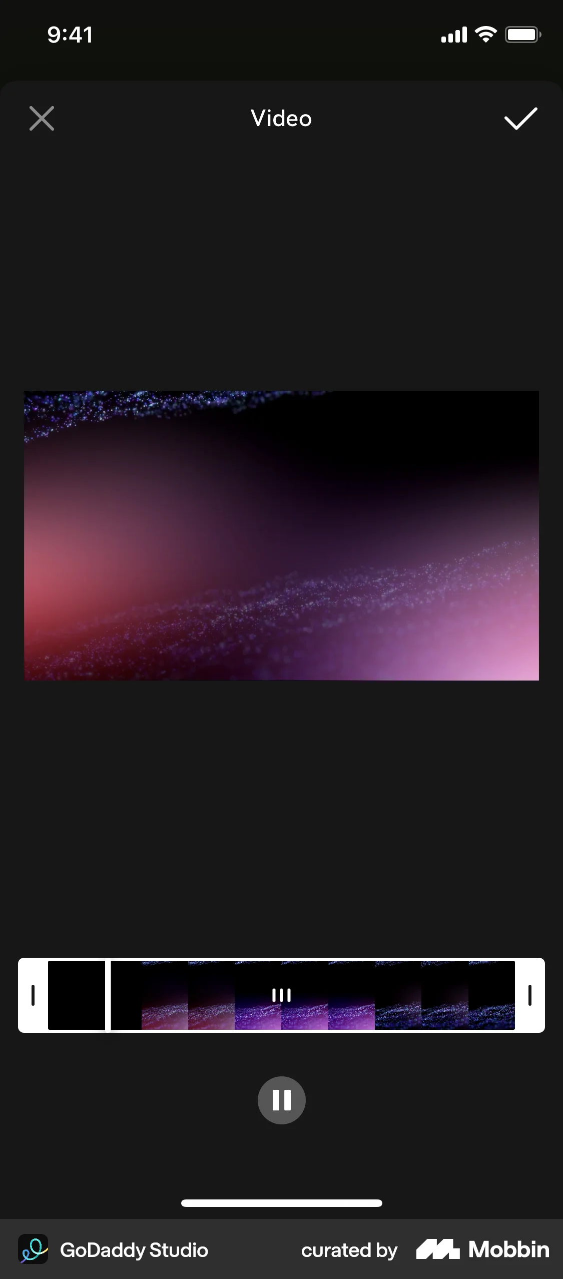 GoDaddy Studio iOS Media Editor screen