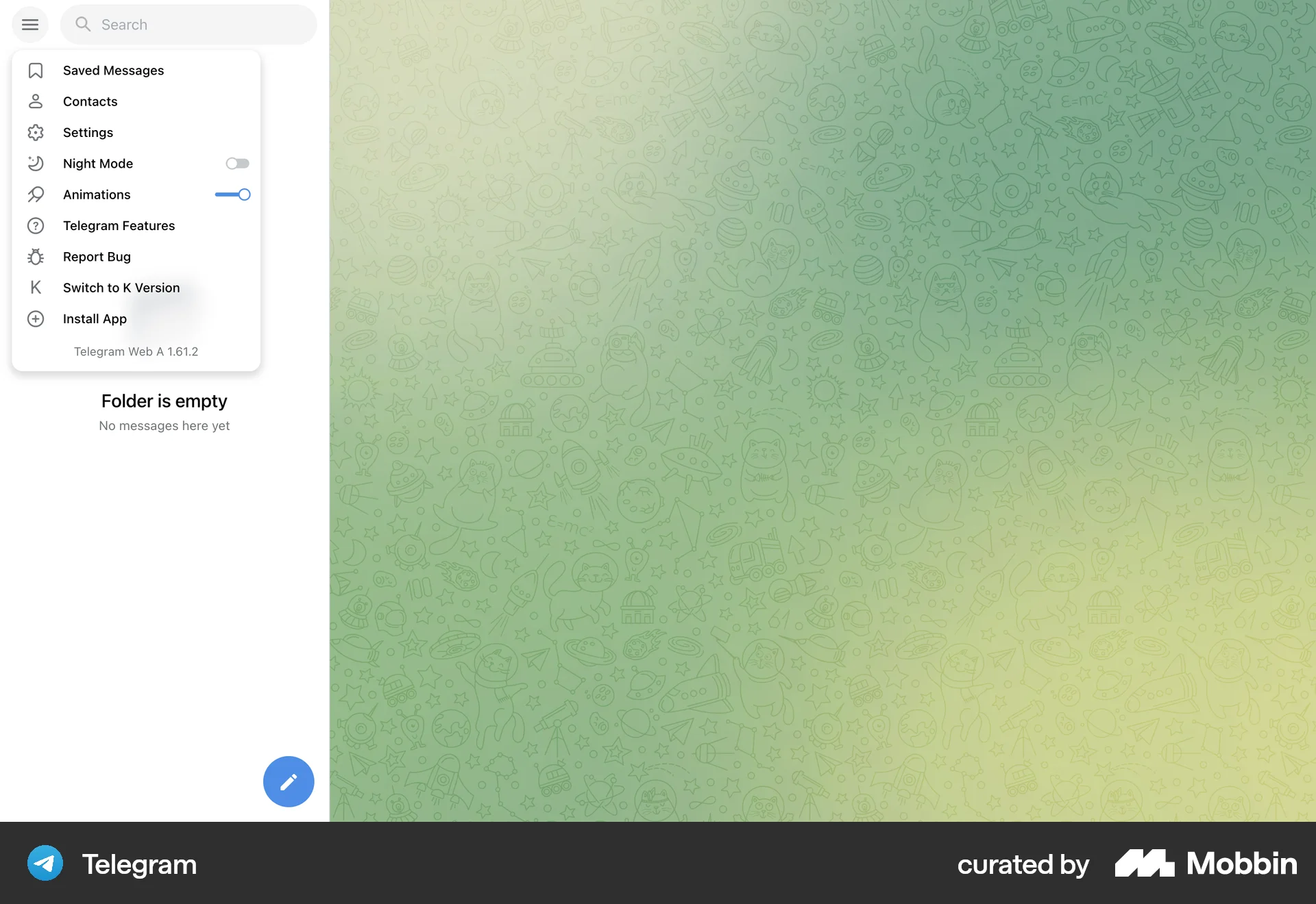Telegram Web Communication App screen