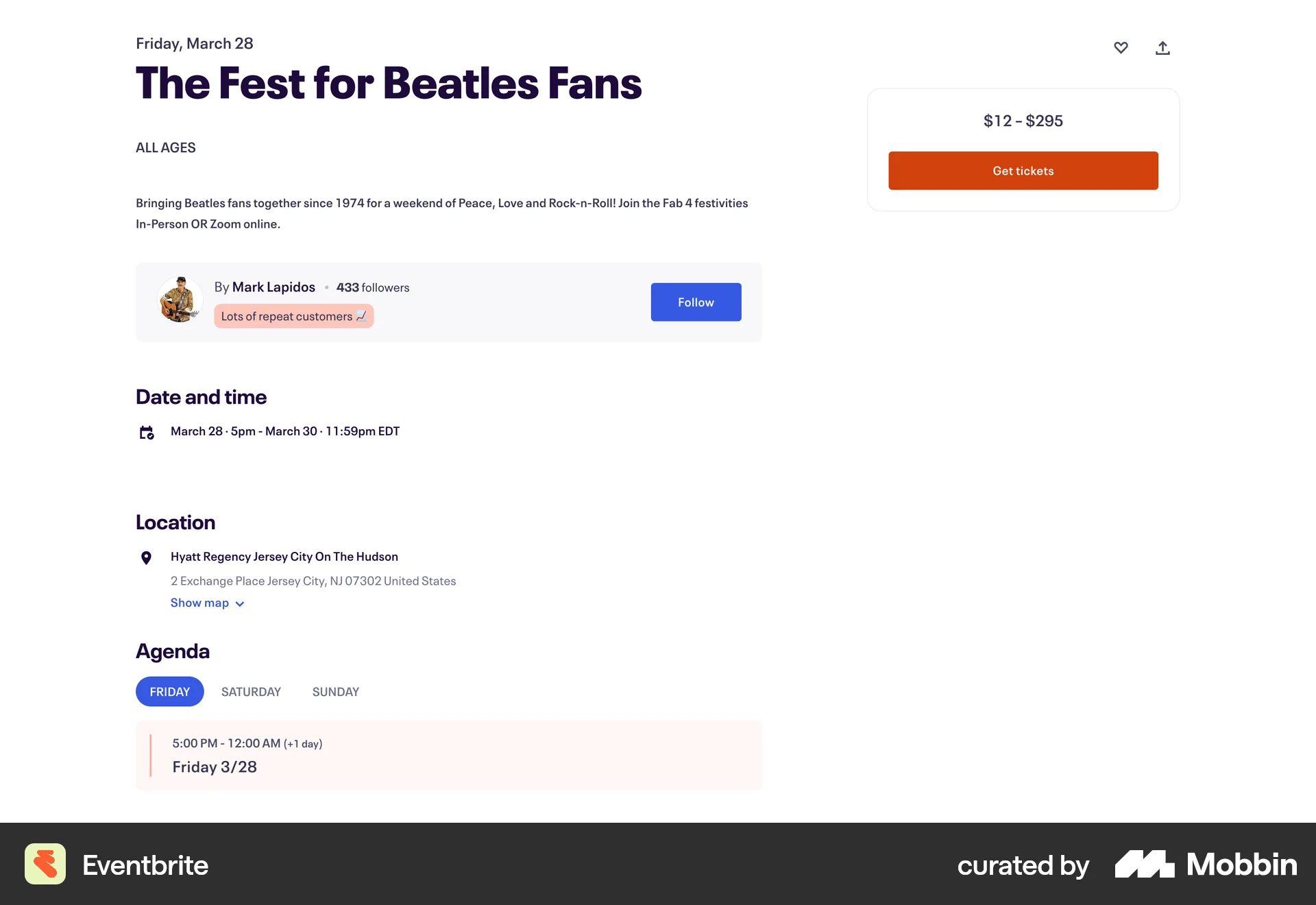 Eventbrite Web Event Detail screen