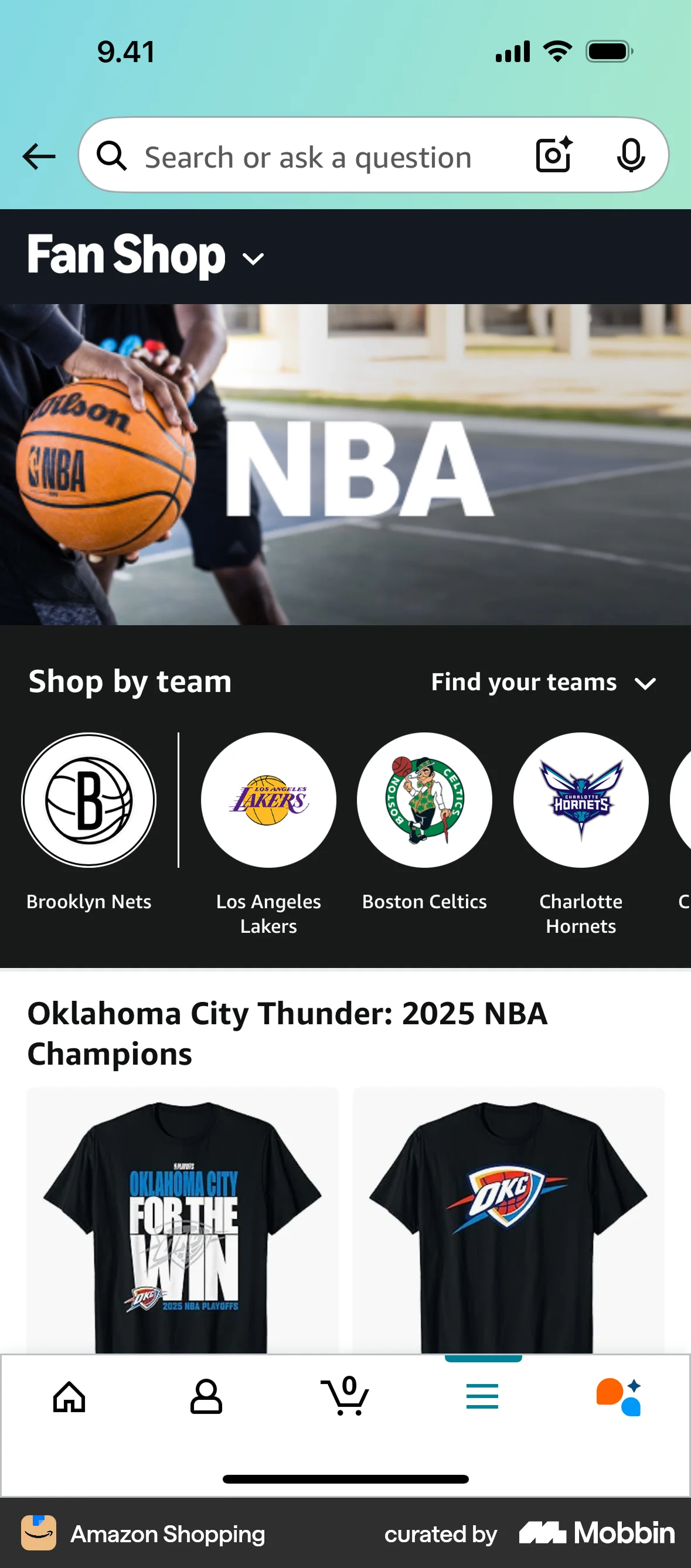 Amazon Shopping iOS screen containing Divider UI element
