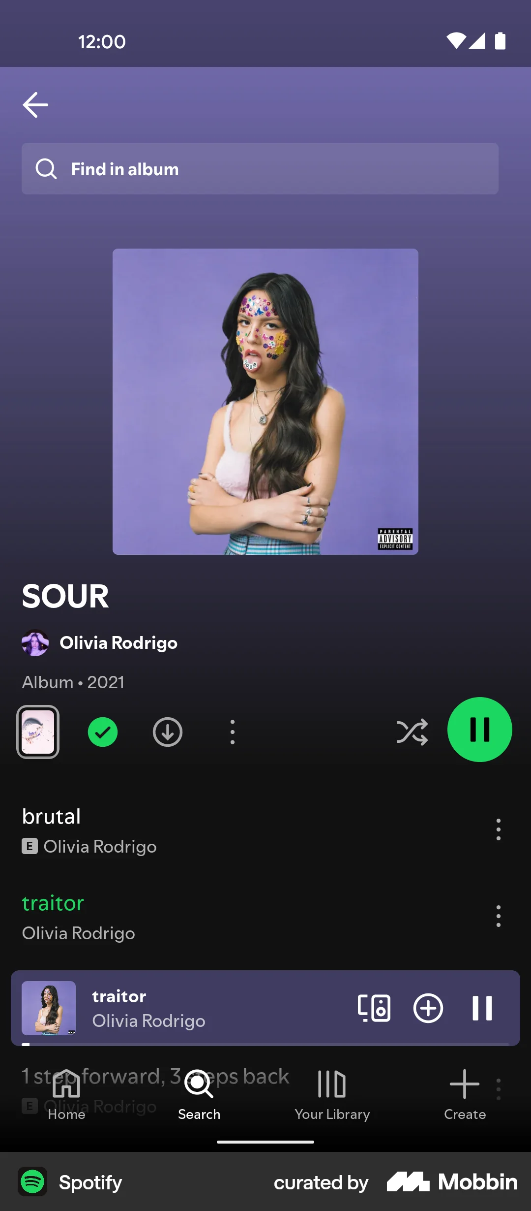 Spotify Android Song & Podcast Detail screen