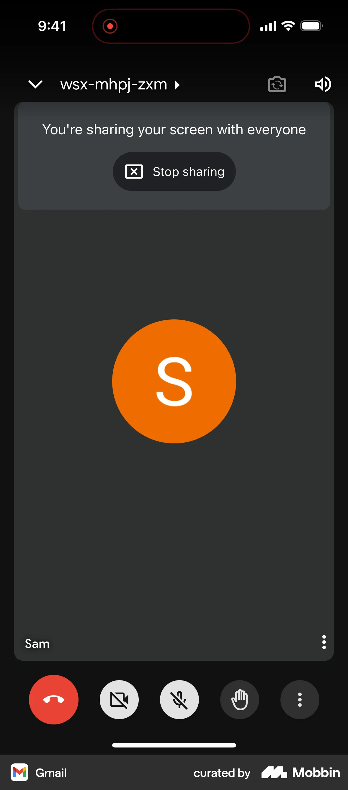 Gmail iOS Share screen