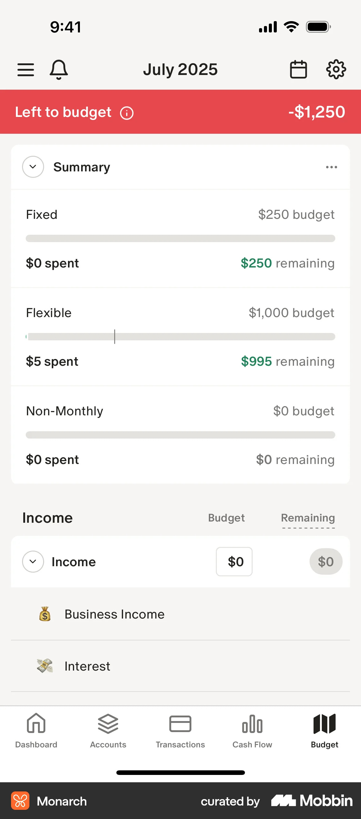 Monarch iOS screen containing Banner UI element