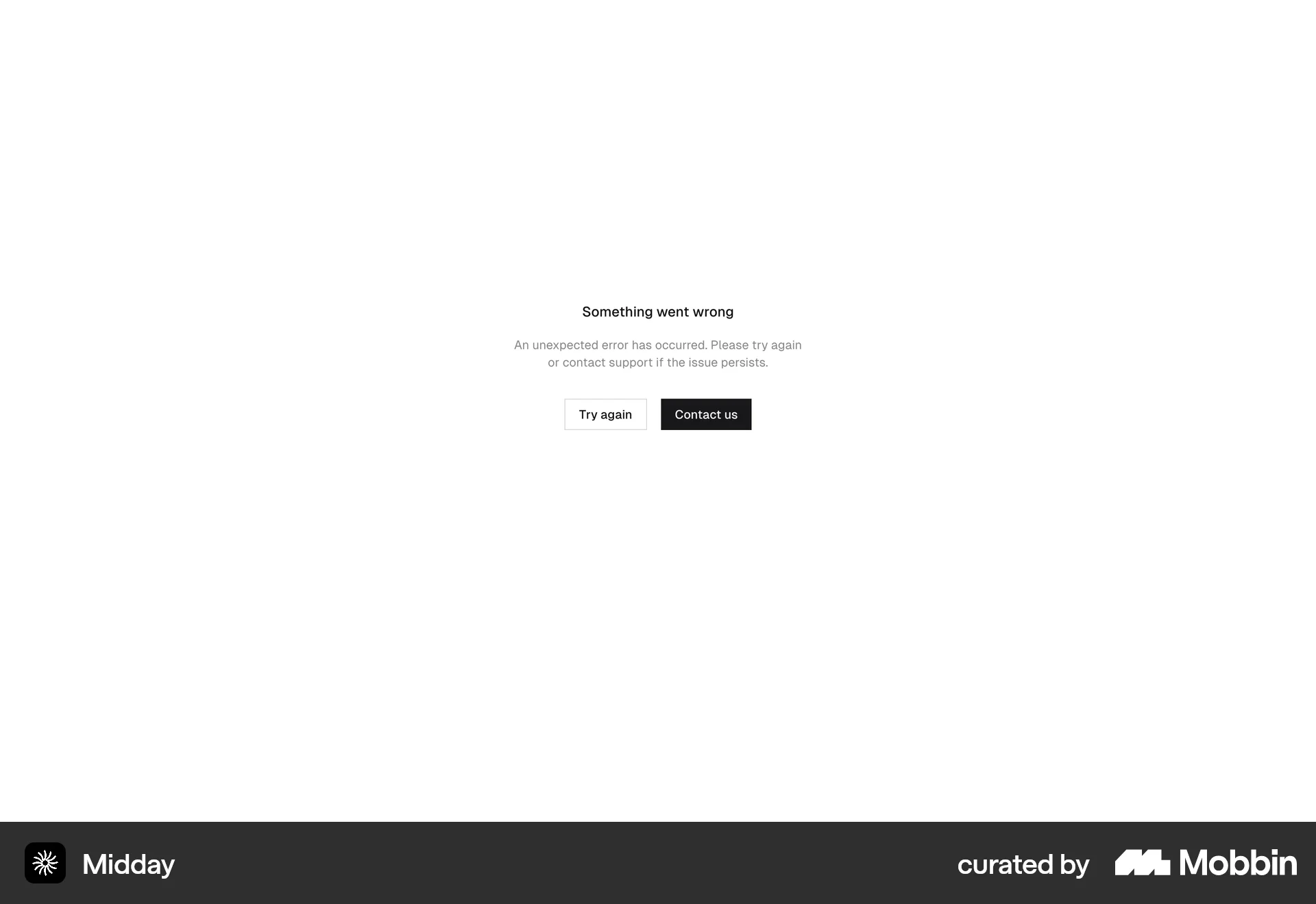 Midday Web Error screen