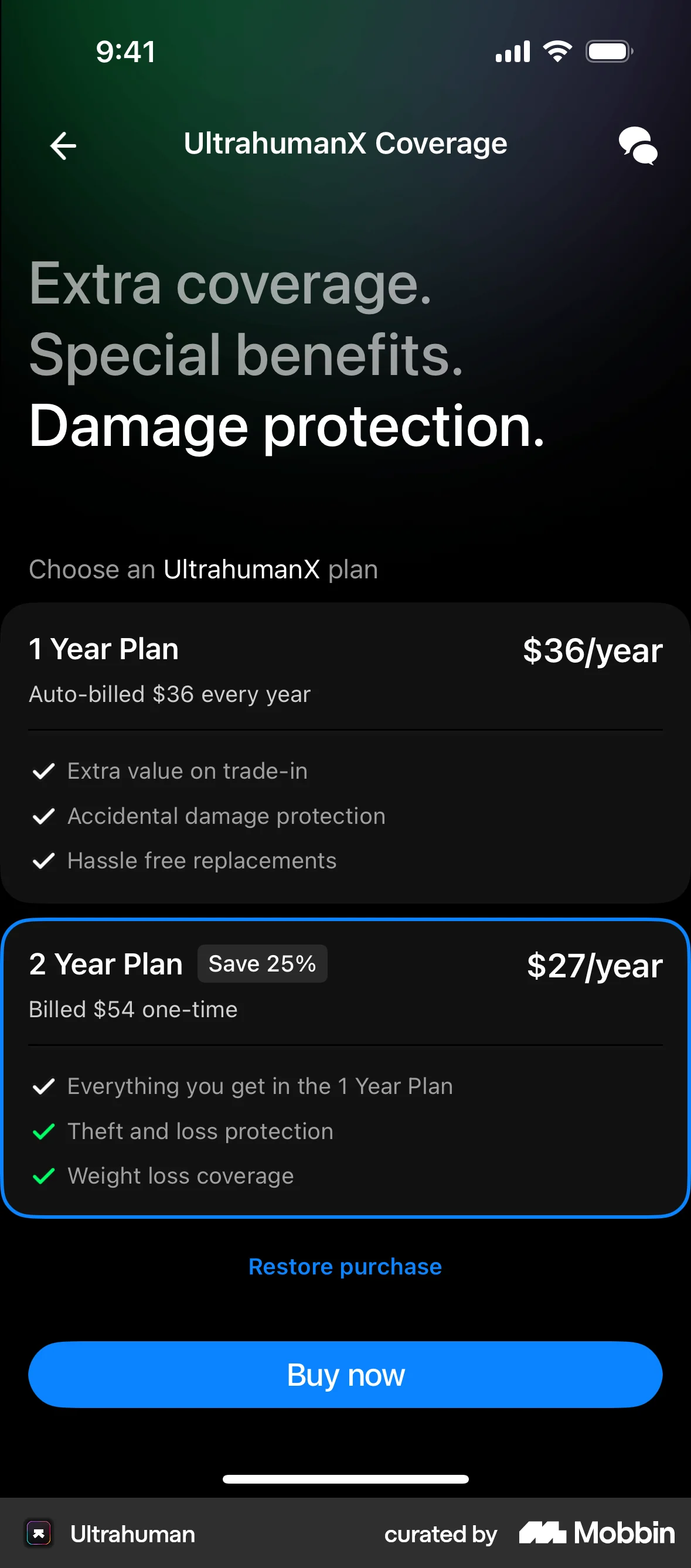 Ultrahuman iOS Pricing screen