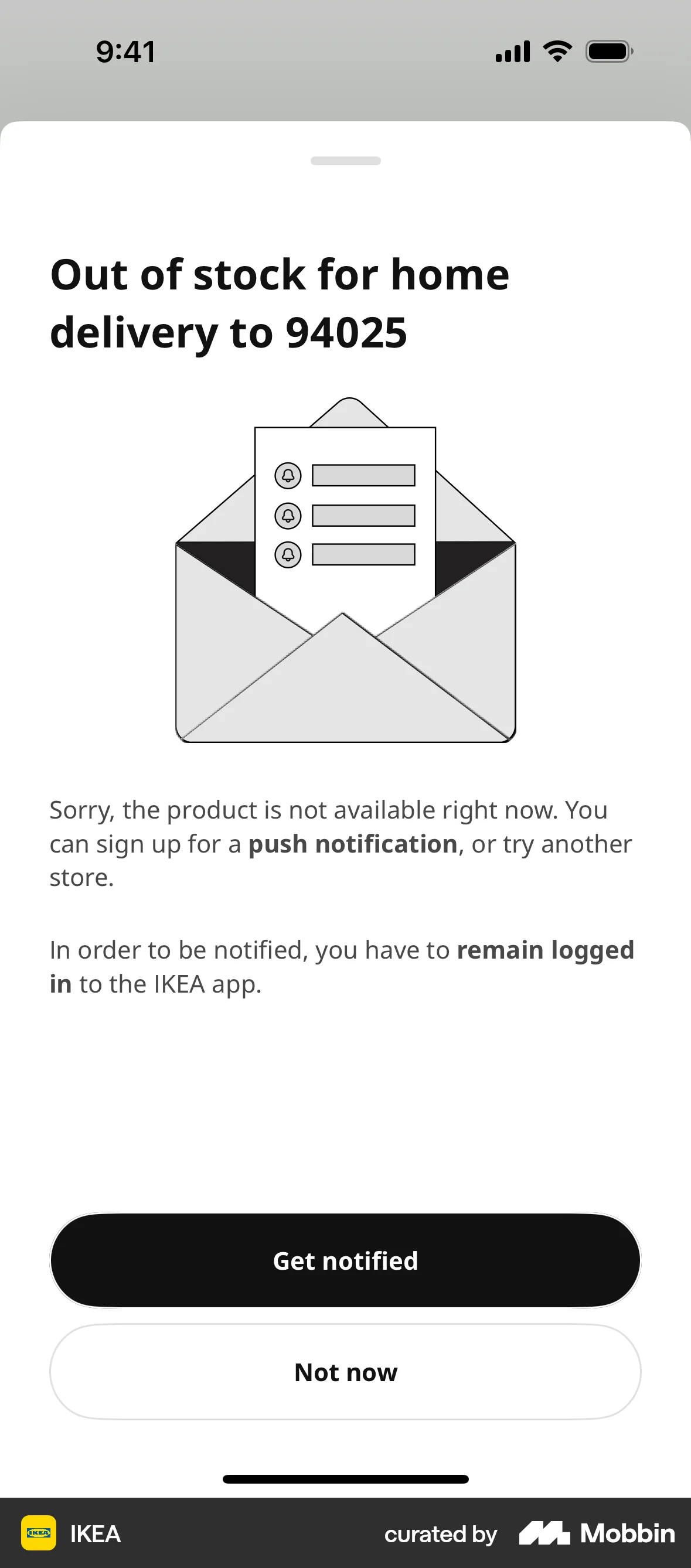 IKEA iOS Error screen
