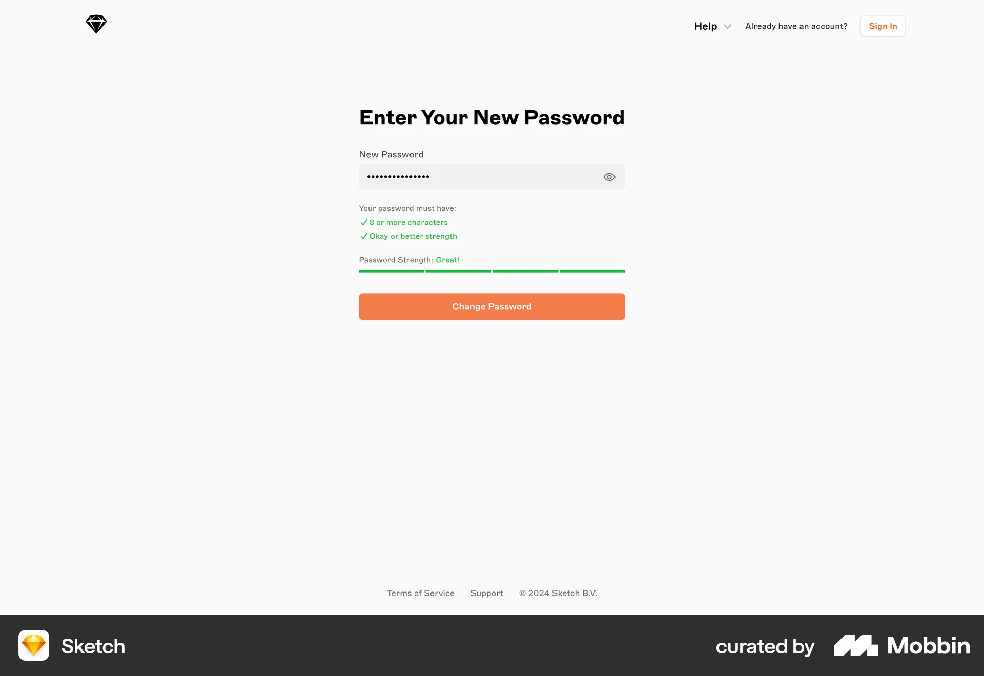 Sketch Web Forgot Password screen