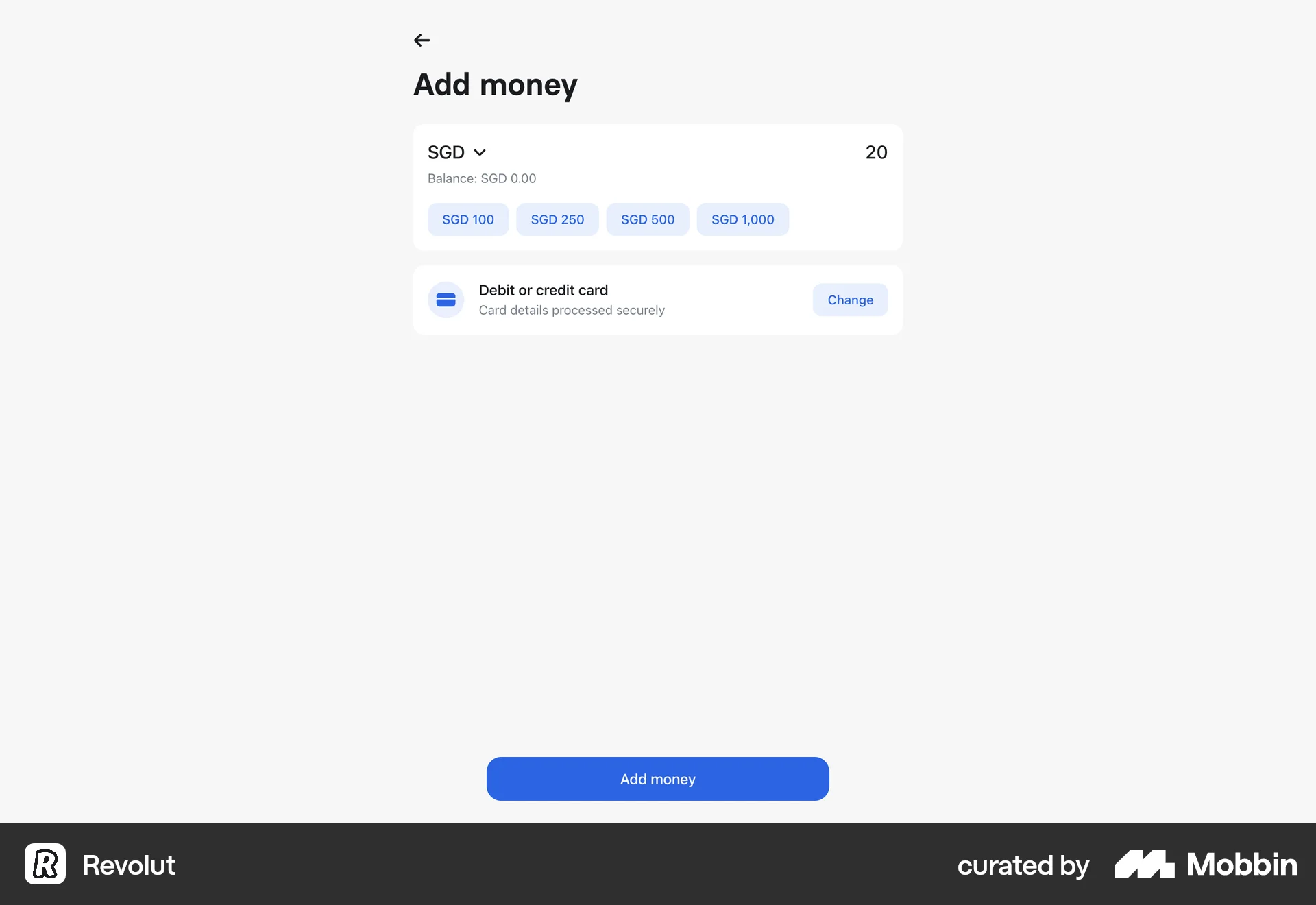 Revolut Web Transfer & Send Money screen