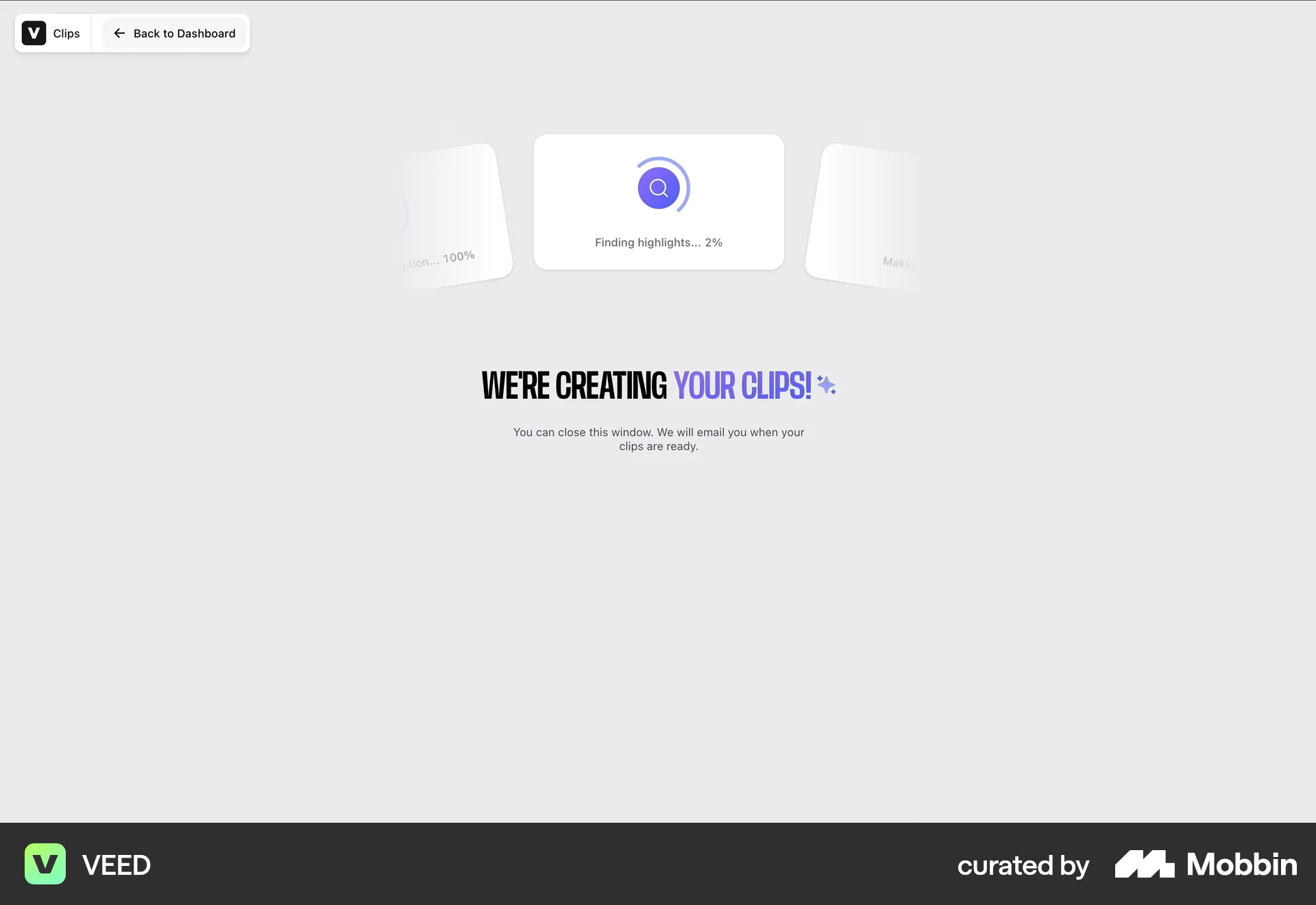 VEED Web screen containing Loading Indicator UI element