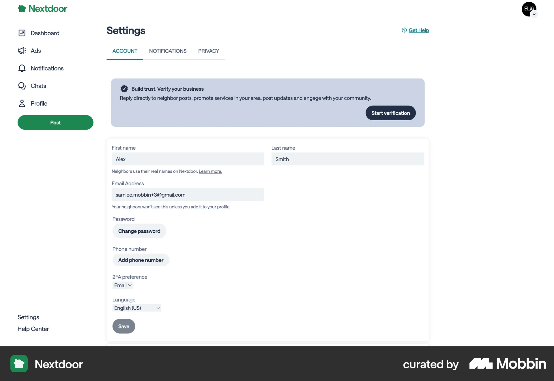 Nextdoor Web News App screen