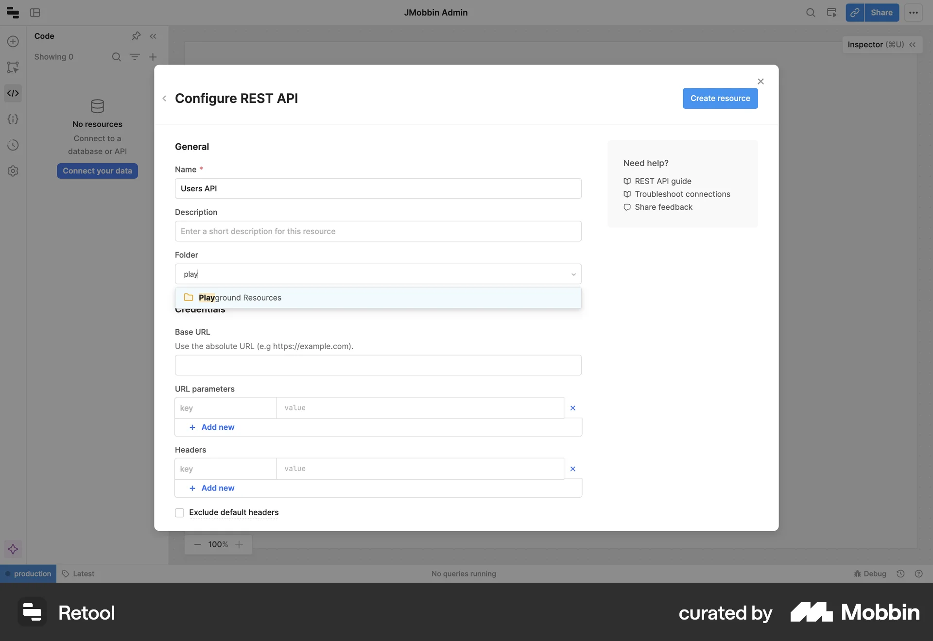 Retool Web screen containing Combobox UI element