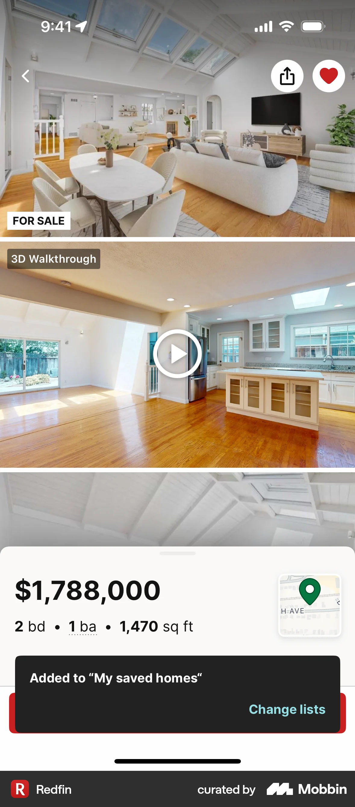 Redfin iOS Favorite & Pin screen