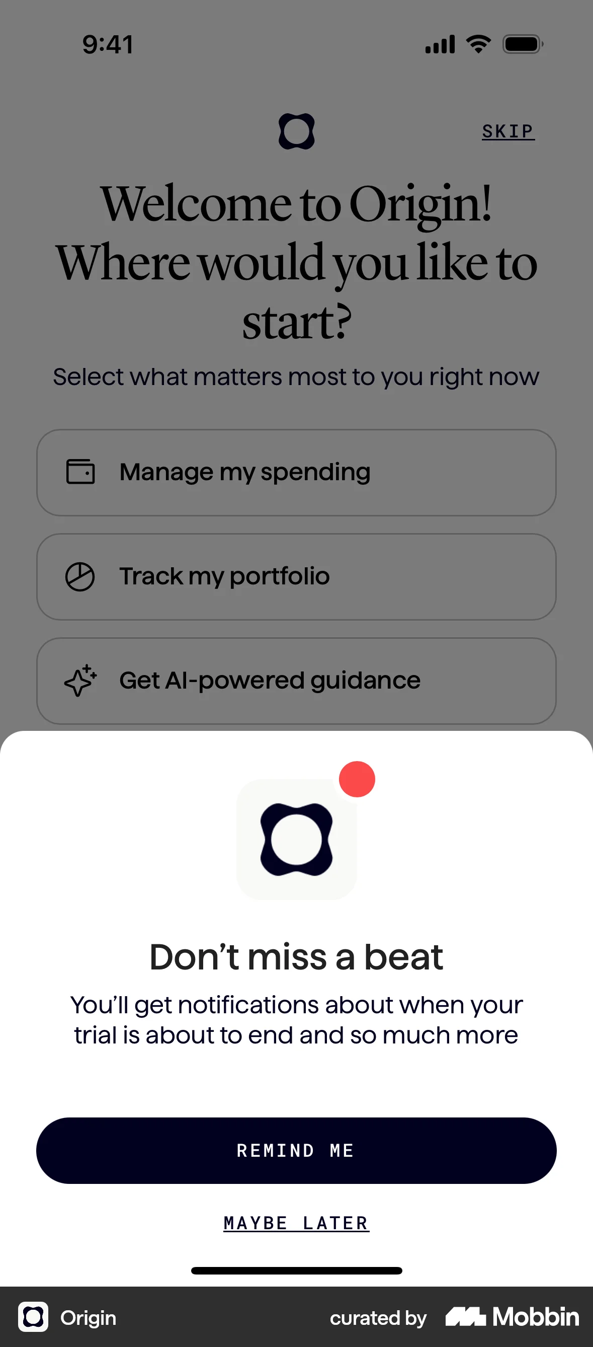 Origin iOS Permission screen