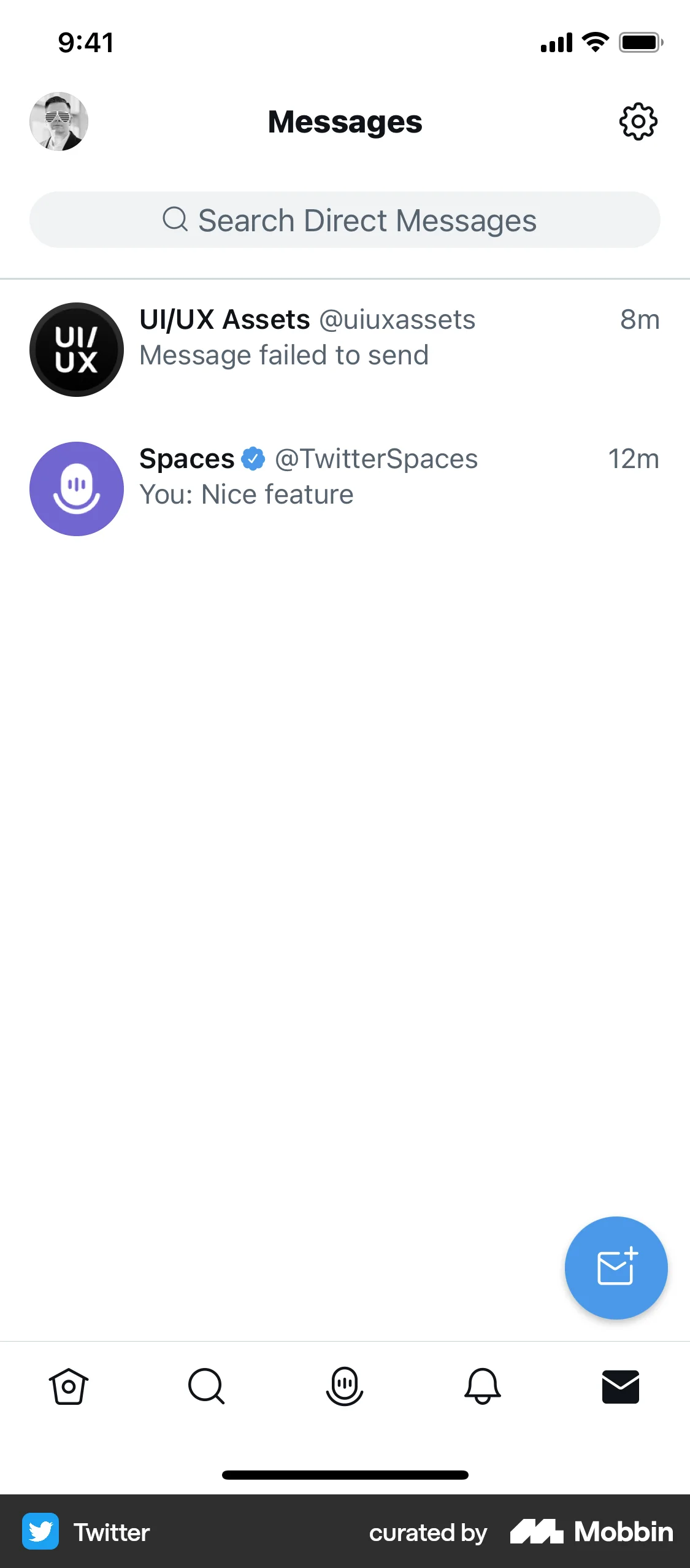 X iOS Emails & Messages screen
