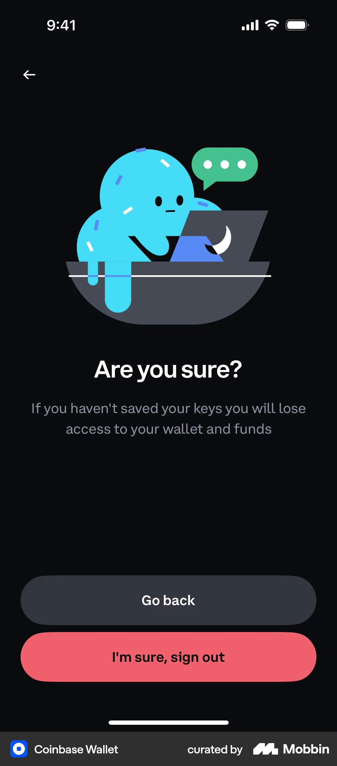 Coinbase Wallet iOS Confirmation screen