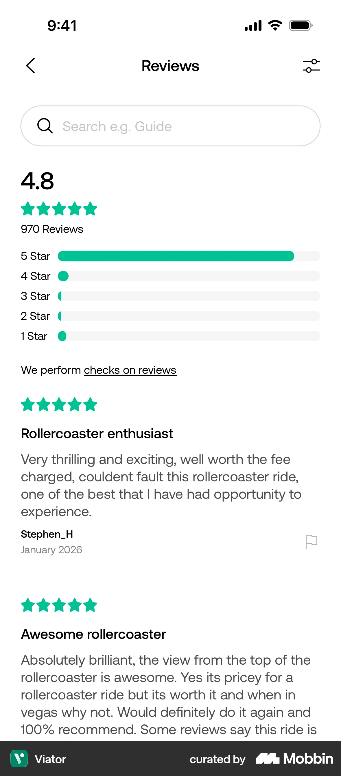 Viator iOS Mobile App Design screen