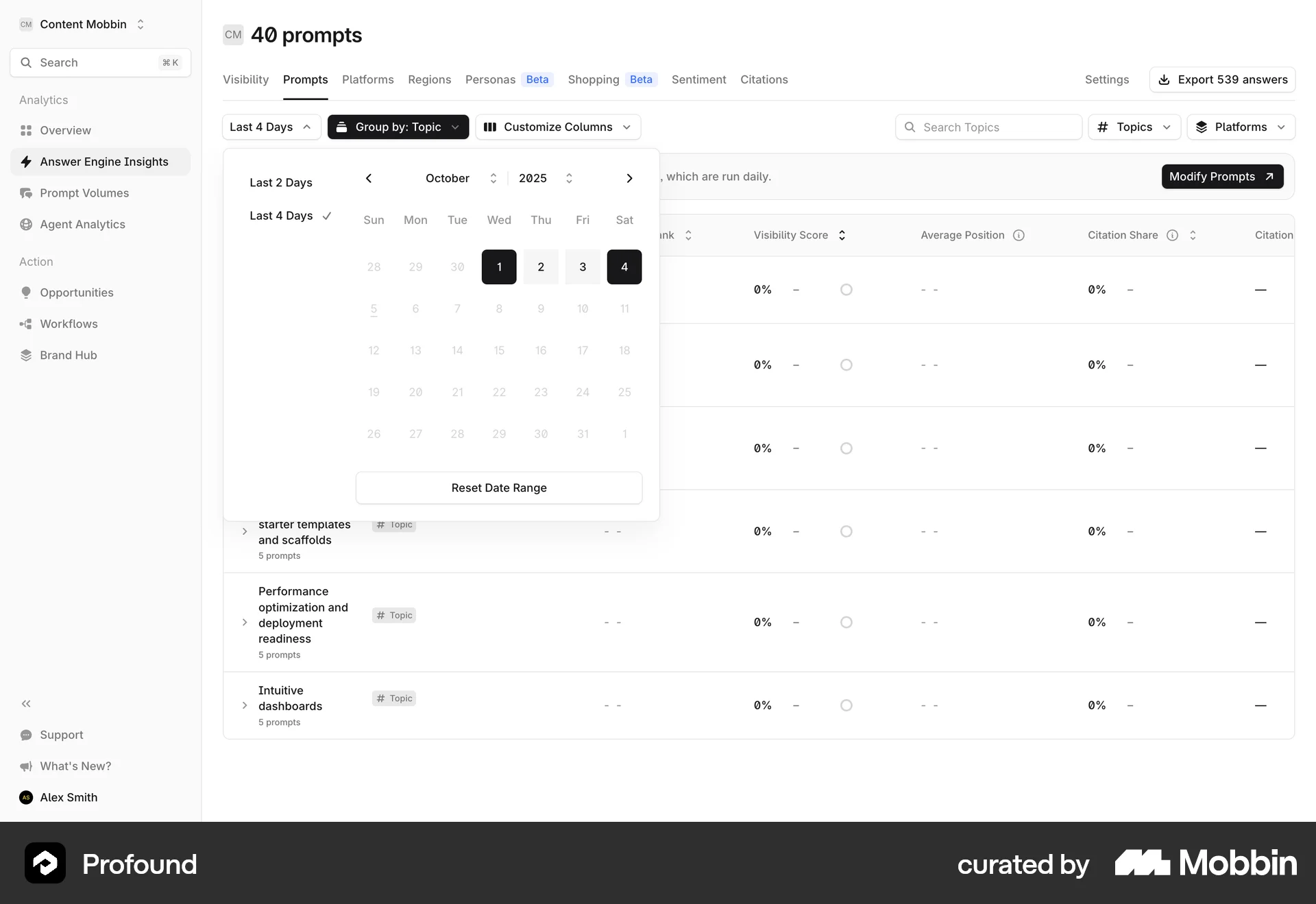 Profound Web Calendar screen