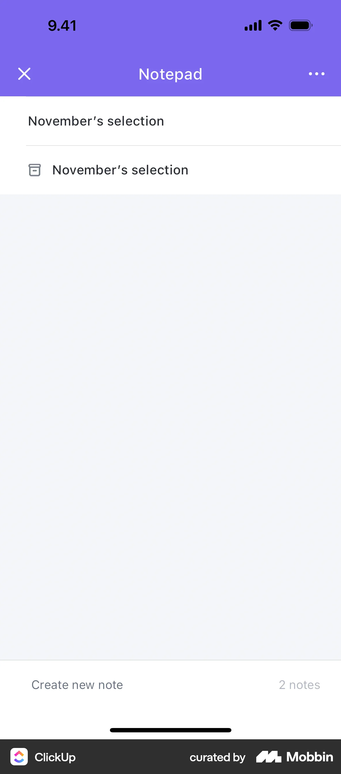 ClickUp iOS Trash & Archive screen