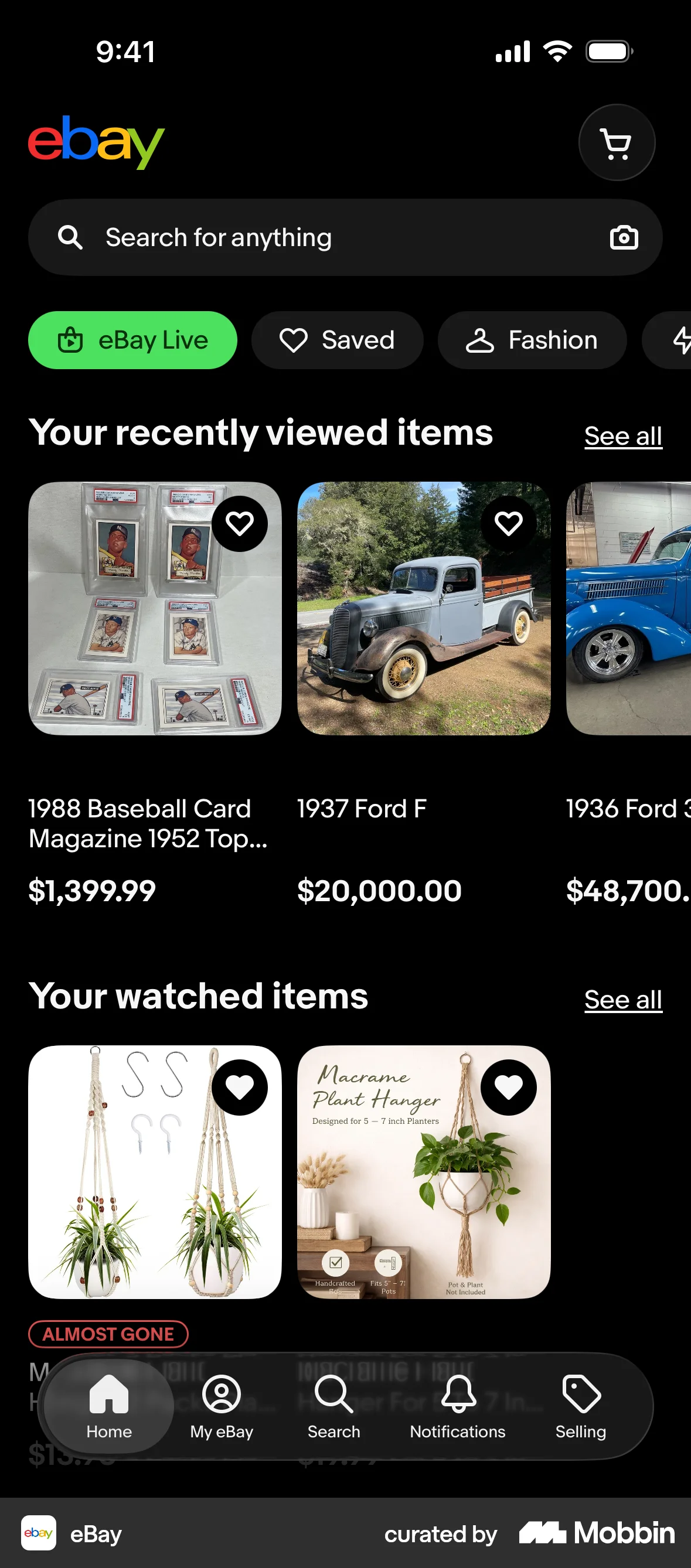 eBay iOS Dark Mode screen