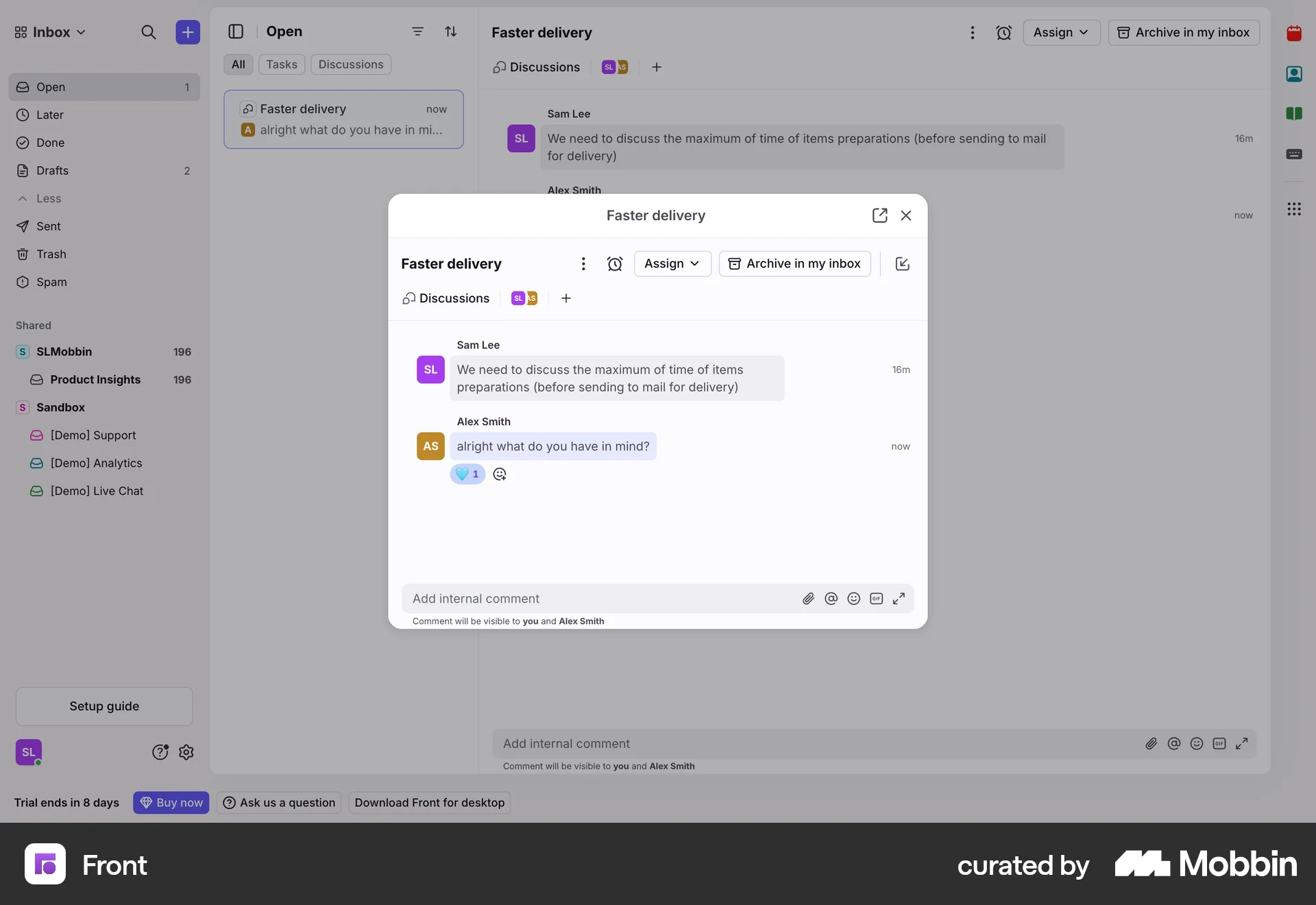 Front Web Like & Upvote screen