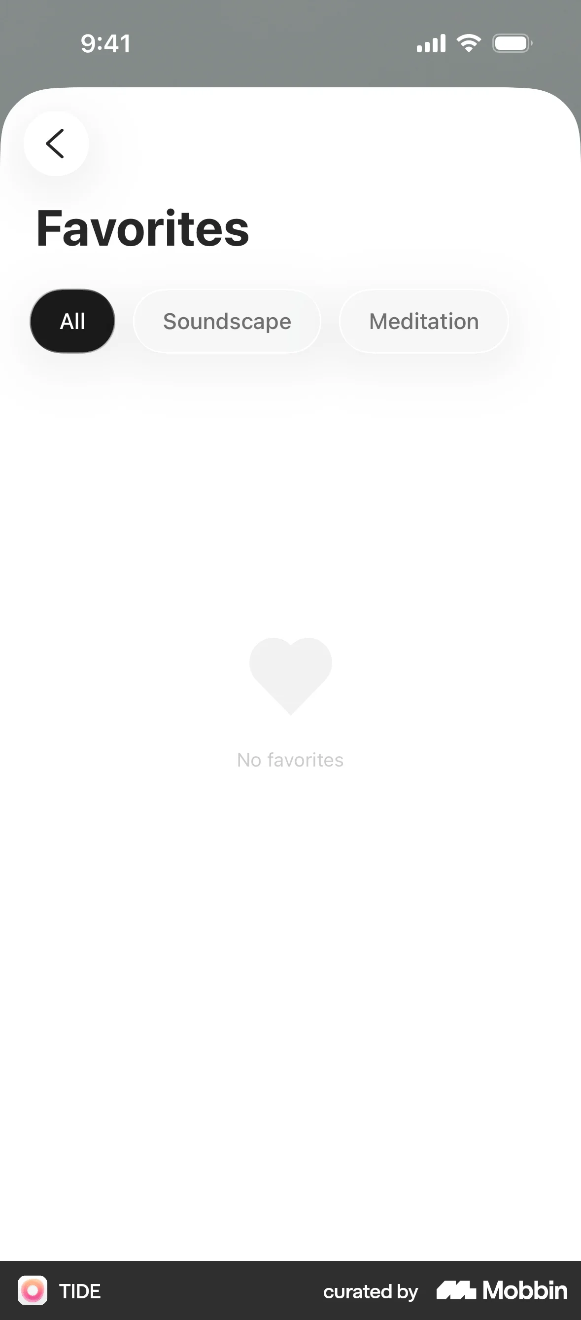 TIDE iOS Empty State screen