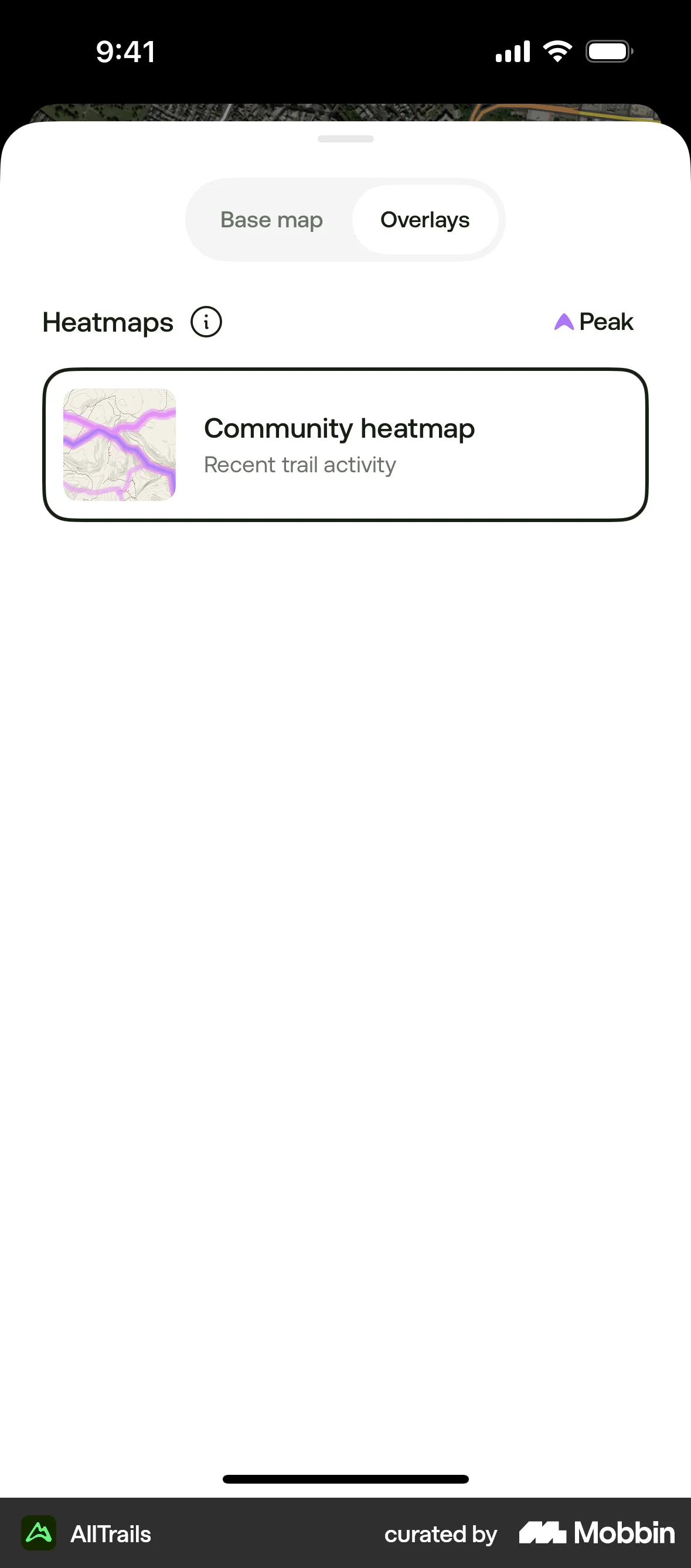 AllTrails iOS Pie Chart UI screen