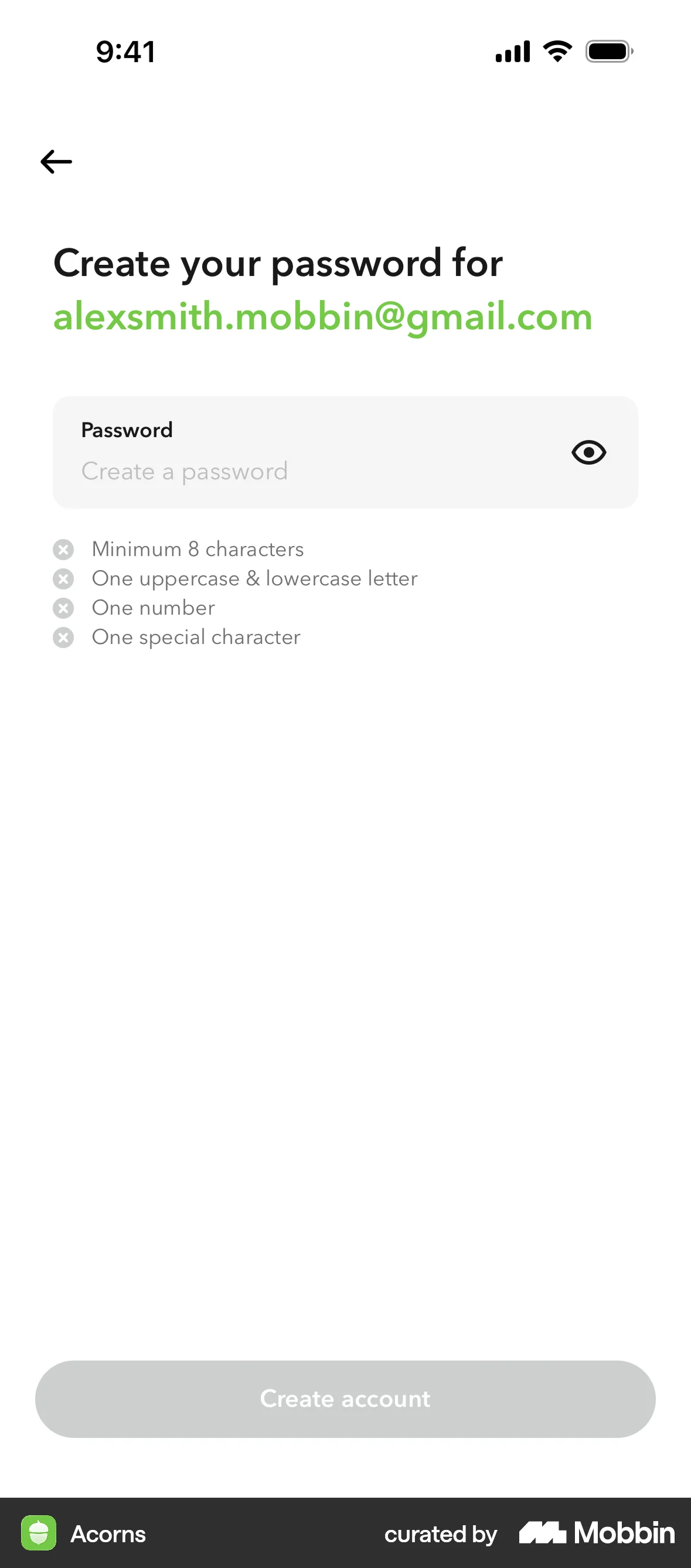 Acorns Onboarding screen