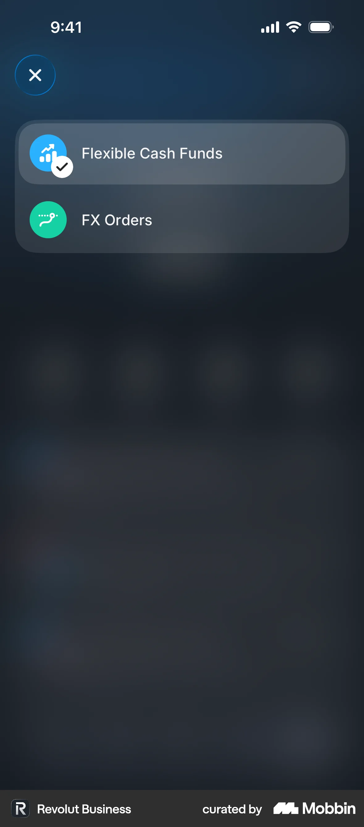 Revolut Business iOS Glassmorphism screen