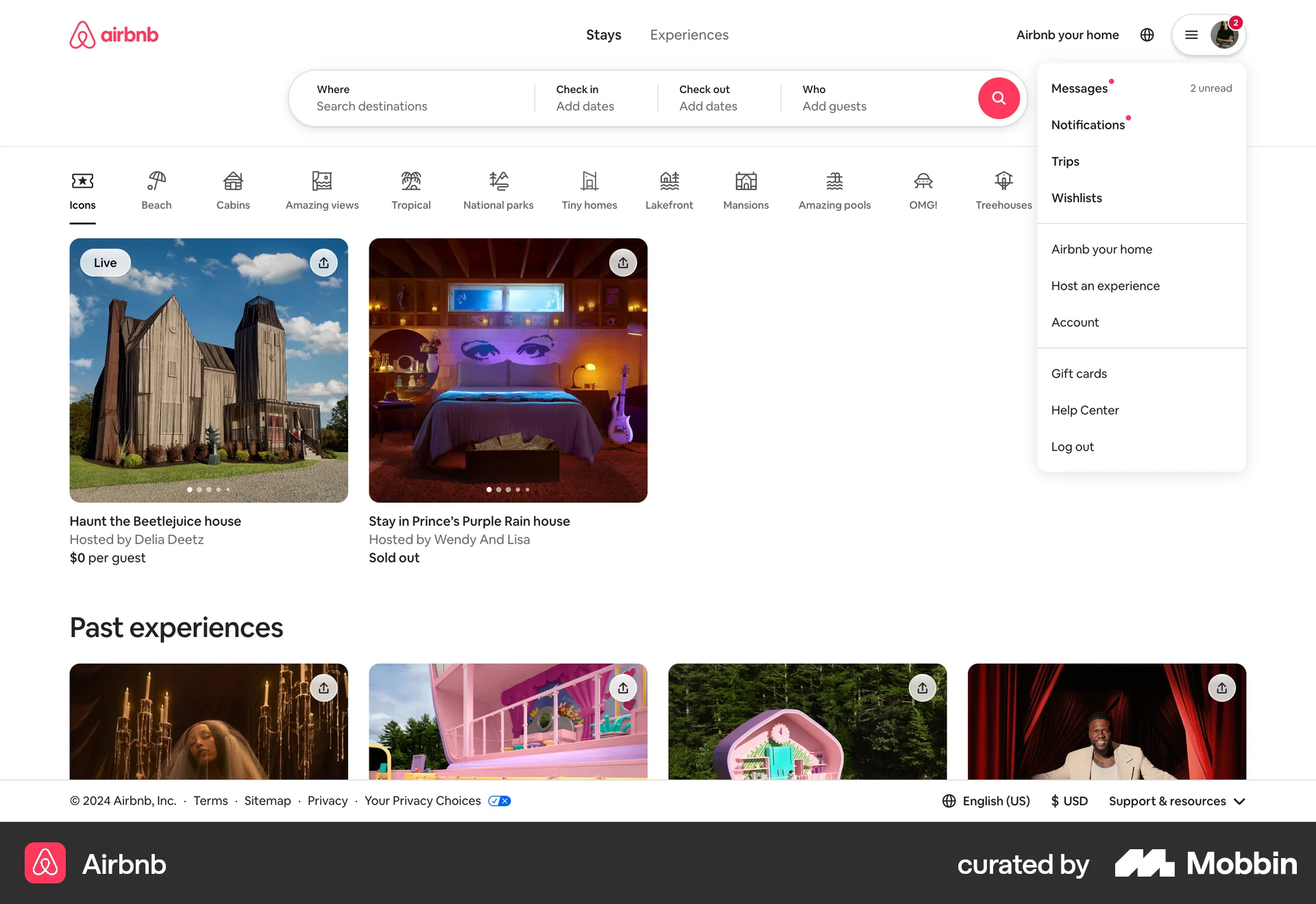 Airbnb Web screen containing Status Dot UI element