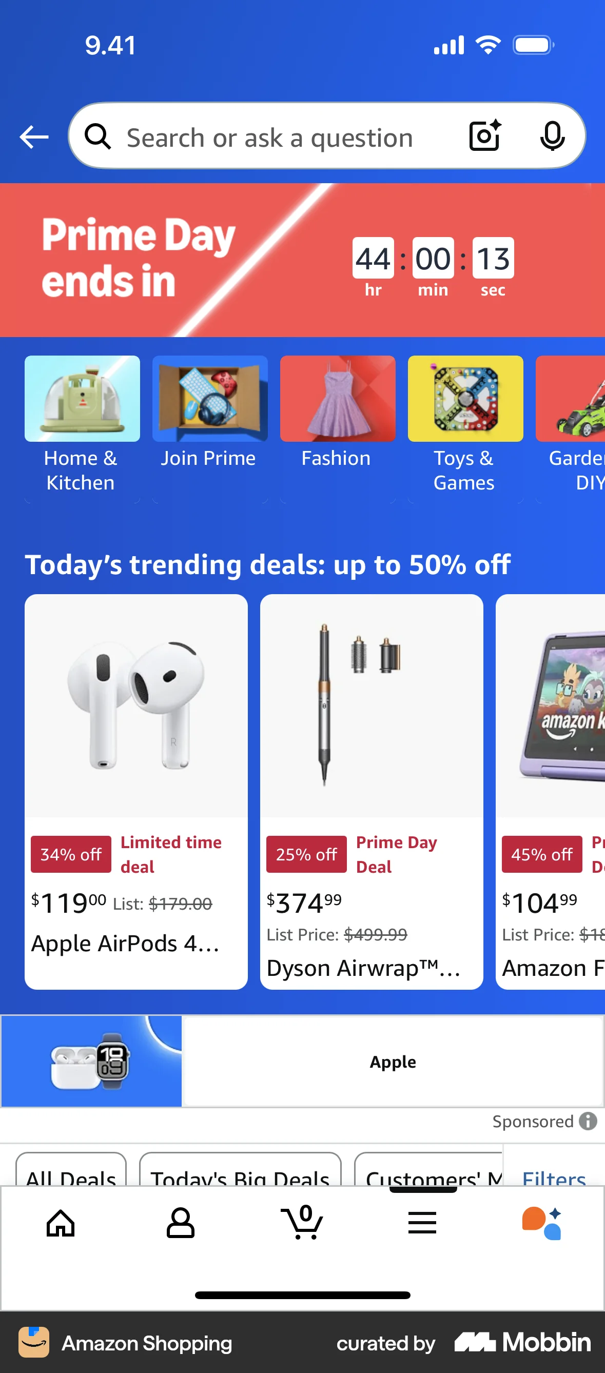 Amazon Shopping iOS Pricing screen