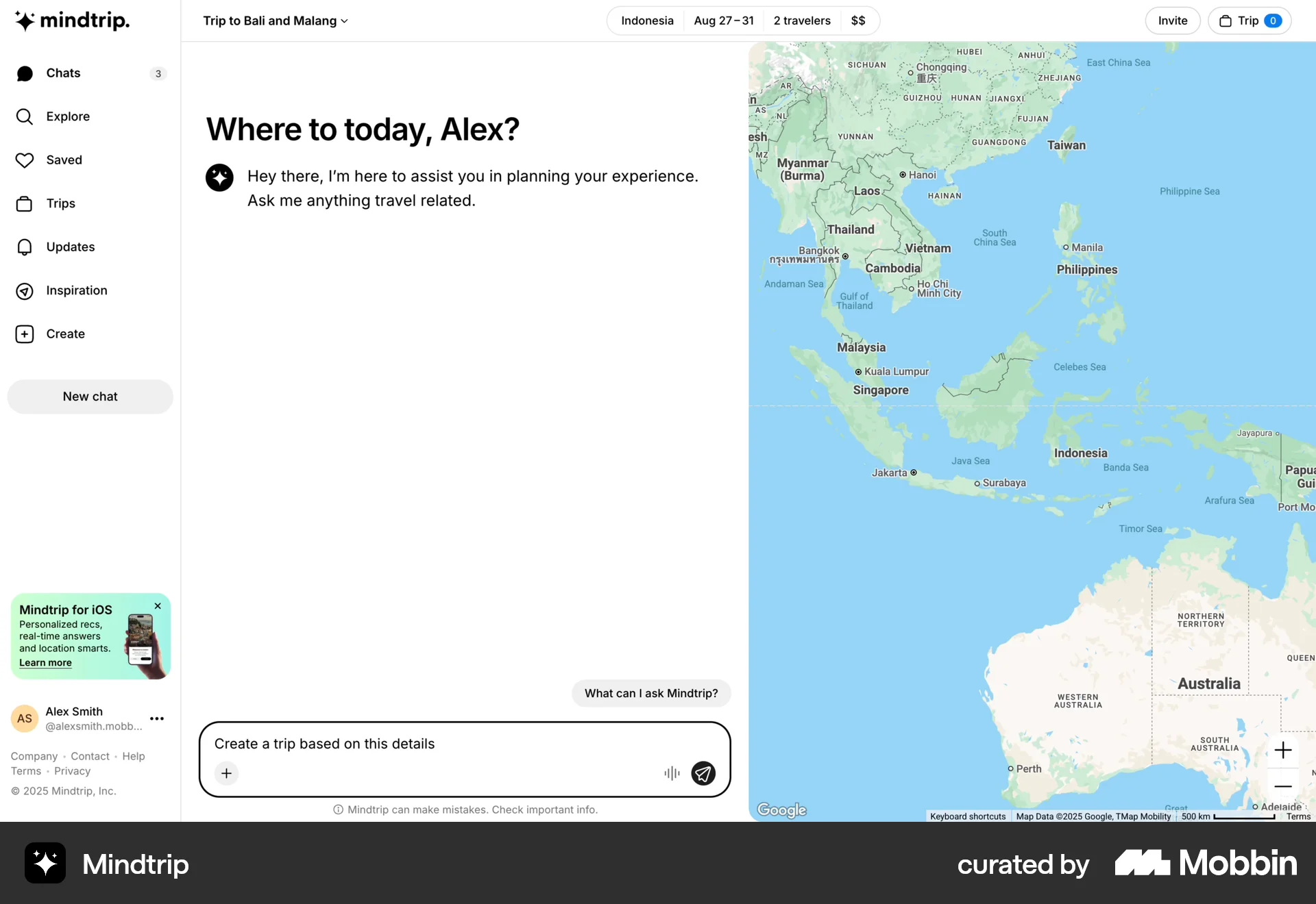 Mindtrip Web screen containing Text Field UI element