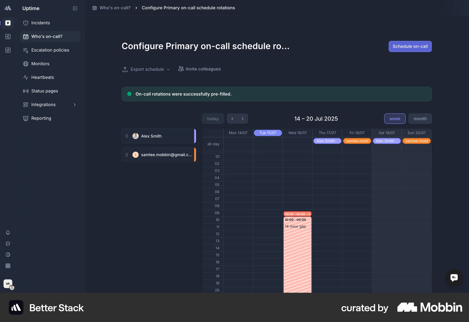Better Stack Web Timeline & History screen