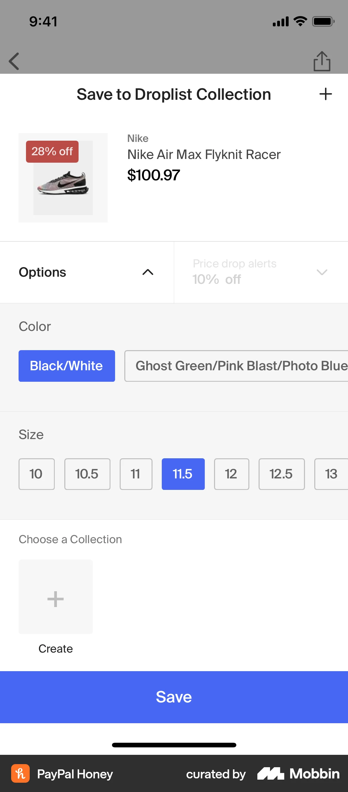 PayPal Honey iOS Save screen