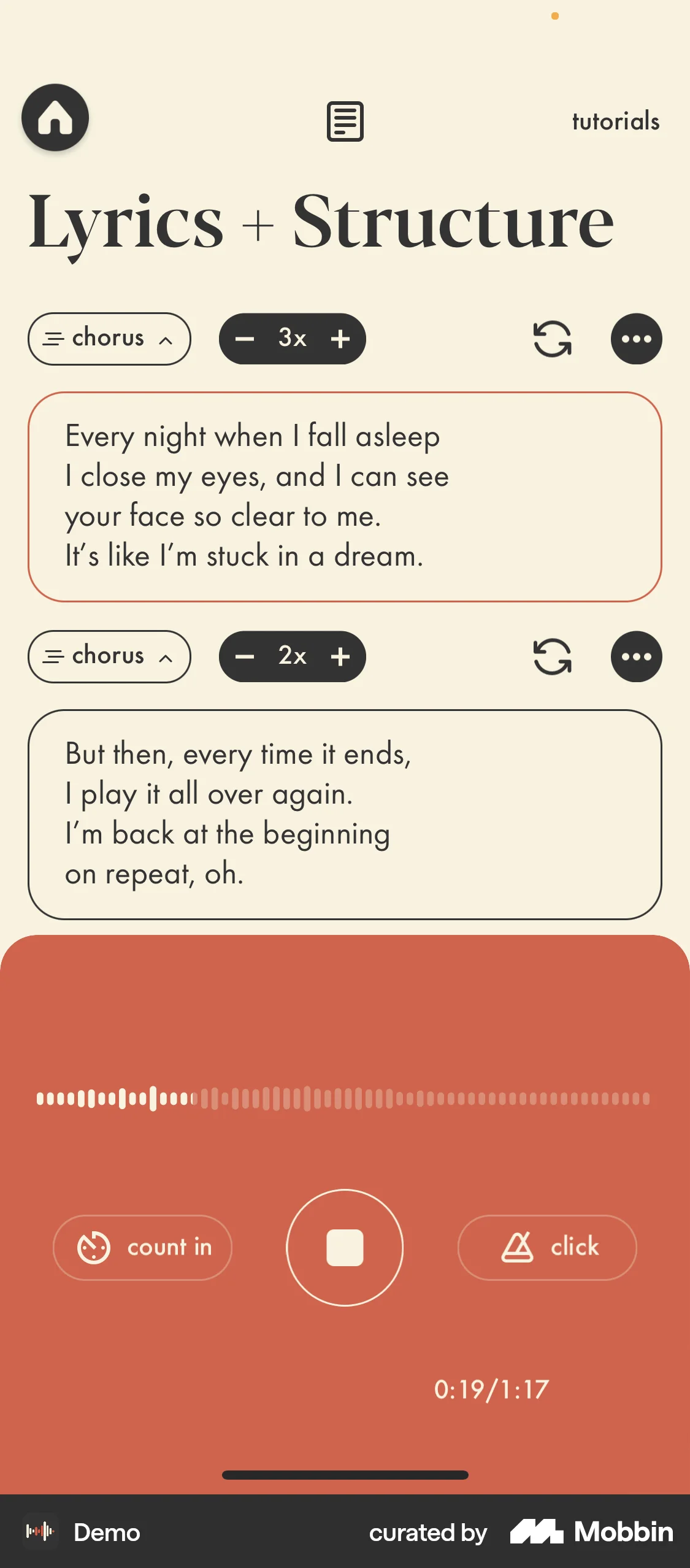 Demo iOS Audio & Video Recorder screen